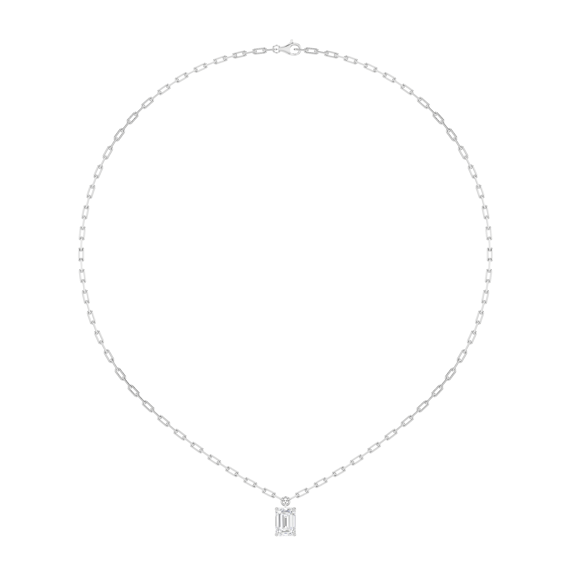 2.00 CT Emerald Diamond Necklace in 14K White Gold