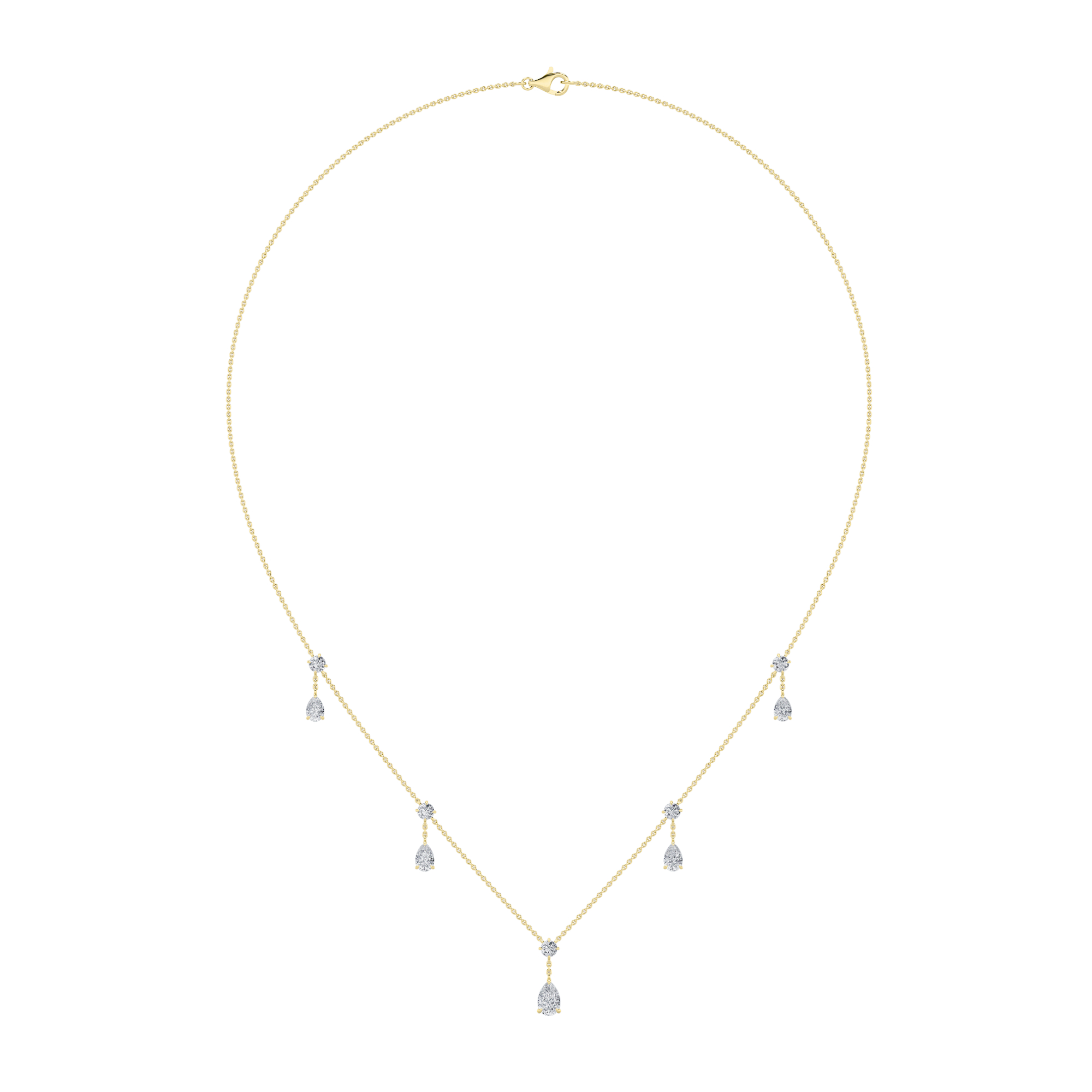 3.00 CT Pear Diamond Necklace in 14K Yellow Gold