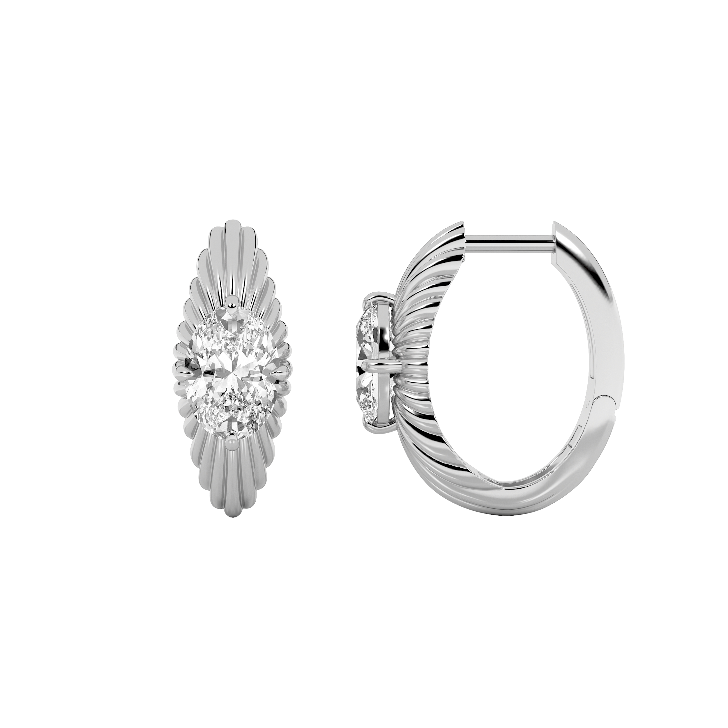 2.00 CT Oval Diamond Earring in 14K White Gold