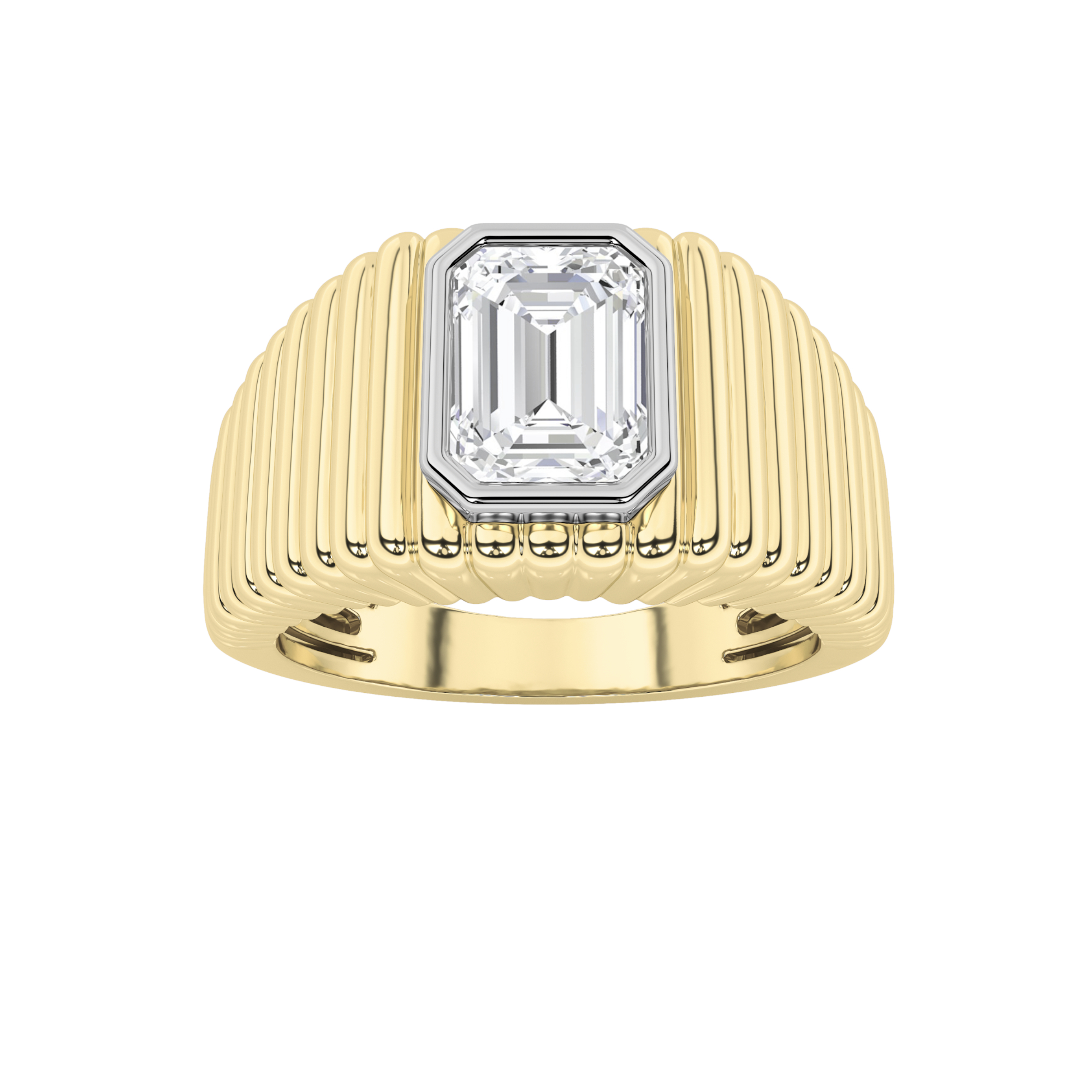 2.00 CT Emerald Diamond Ring in 14K Yellow Gold|14K White Gold