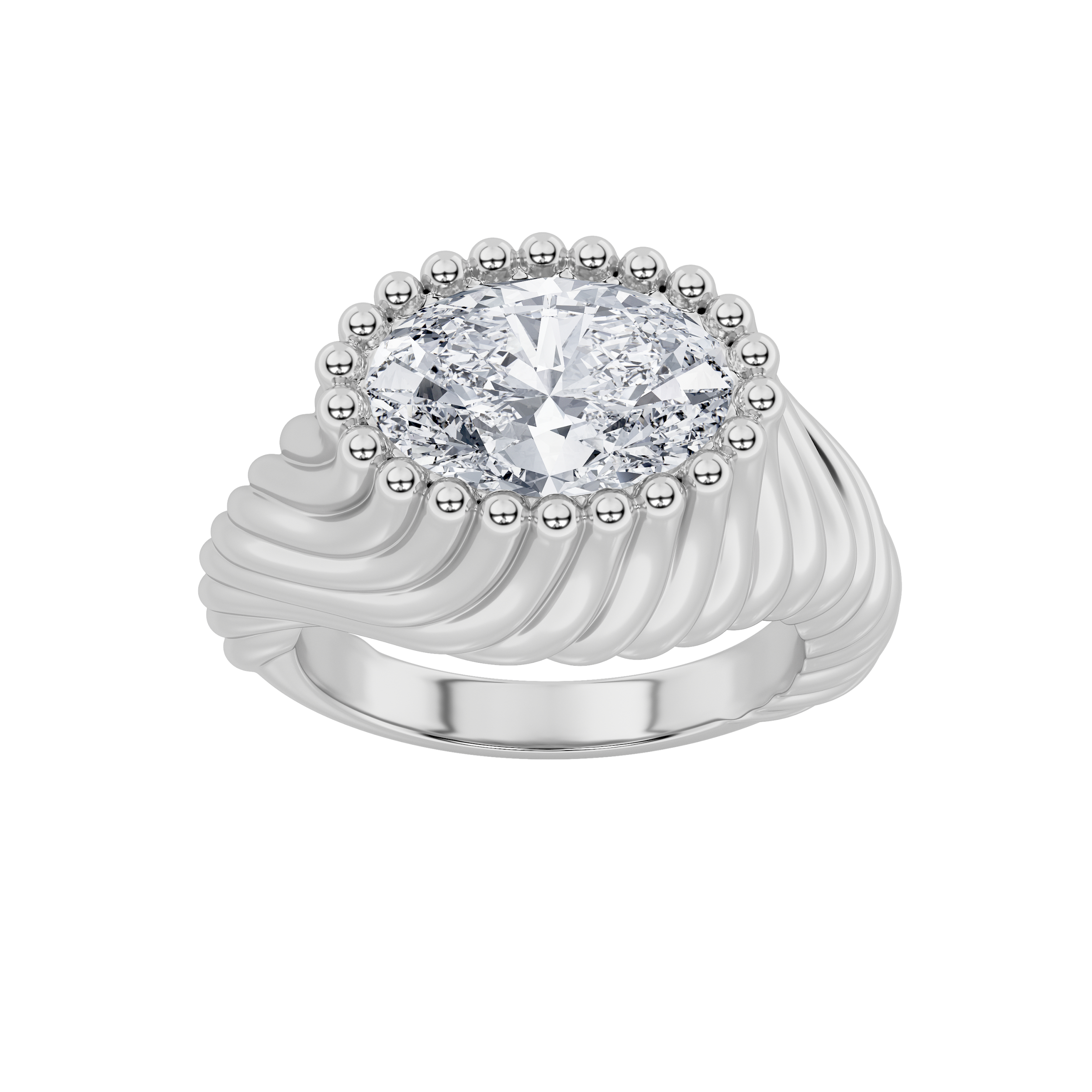 2.00 CT Oval Diamond Ring in 14K White Gold
