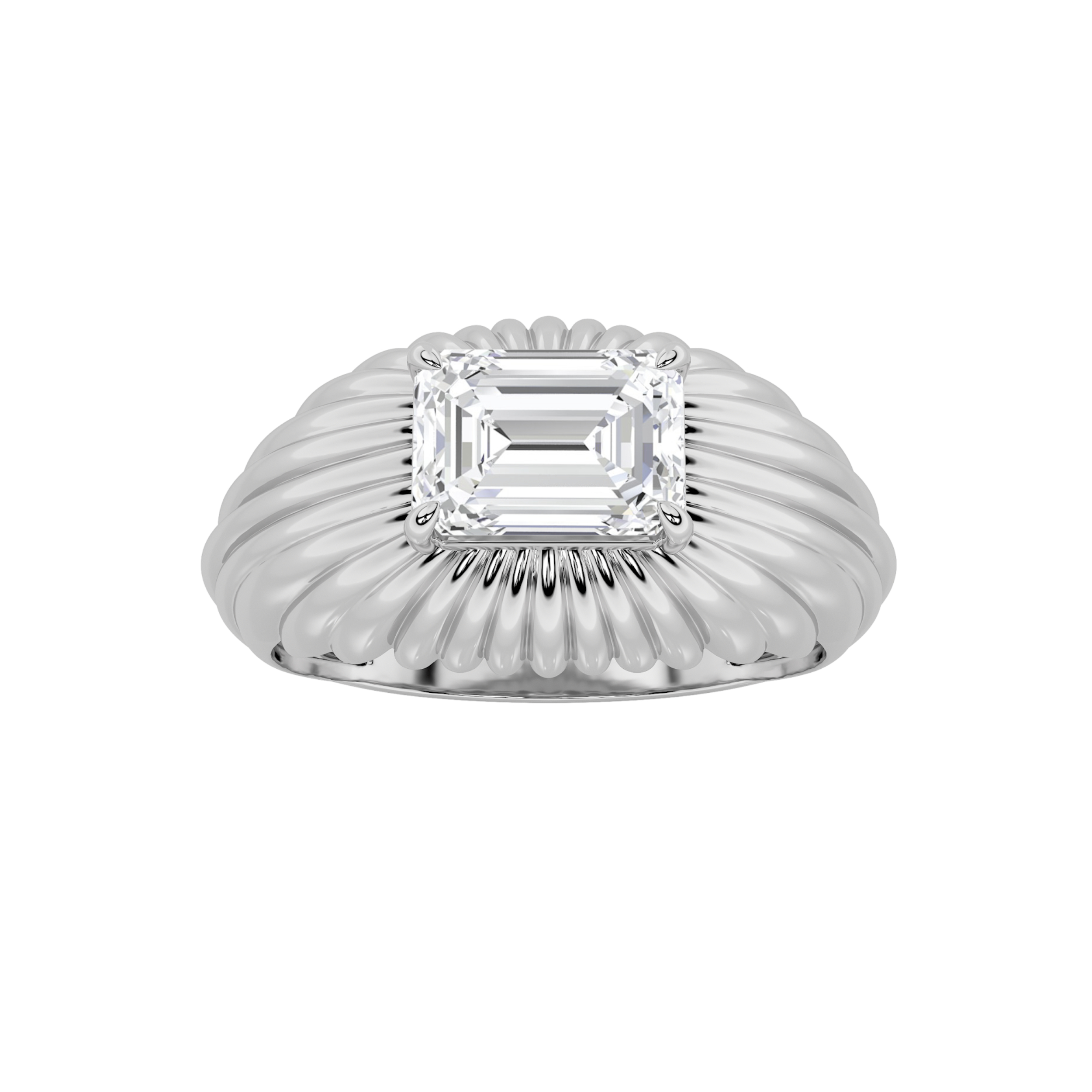 2.00 CT Emerald Diamond Ring in 14K White Gold