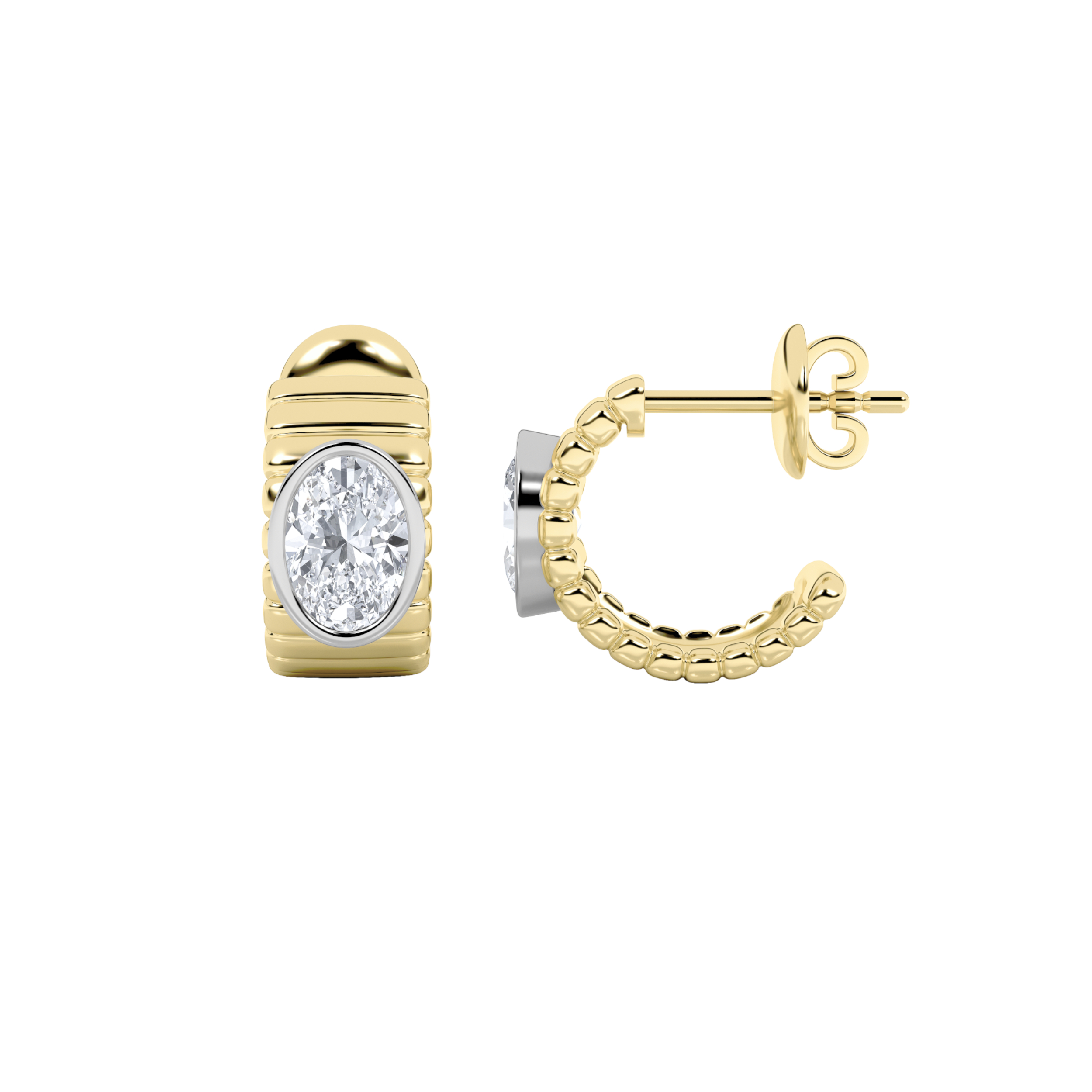 2Cttw Oval Shaped Lab Grown Diamond (F/VS) Fashion Earrings in 14K Gold