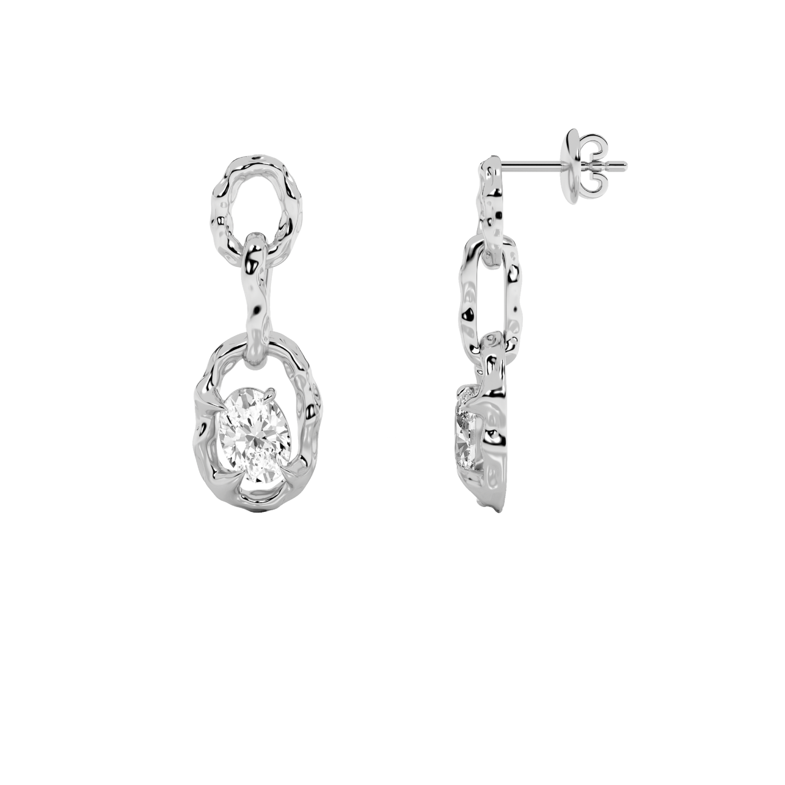2.00 CT Oval Diamond Earring in 14K White Gold