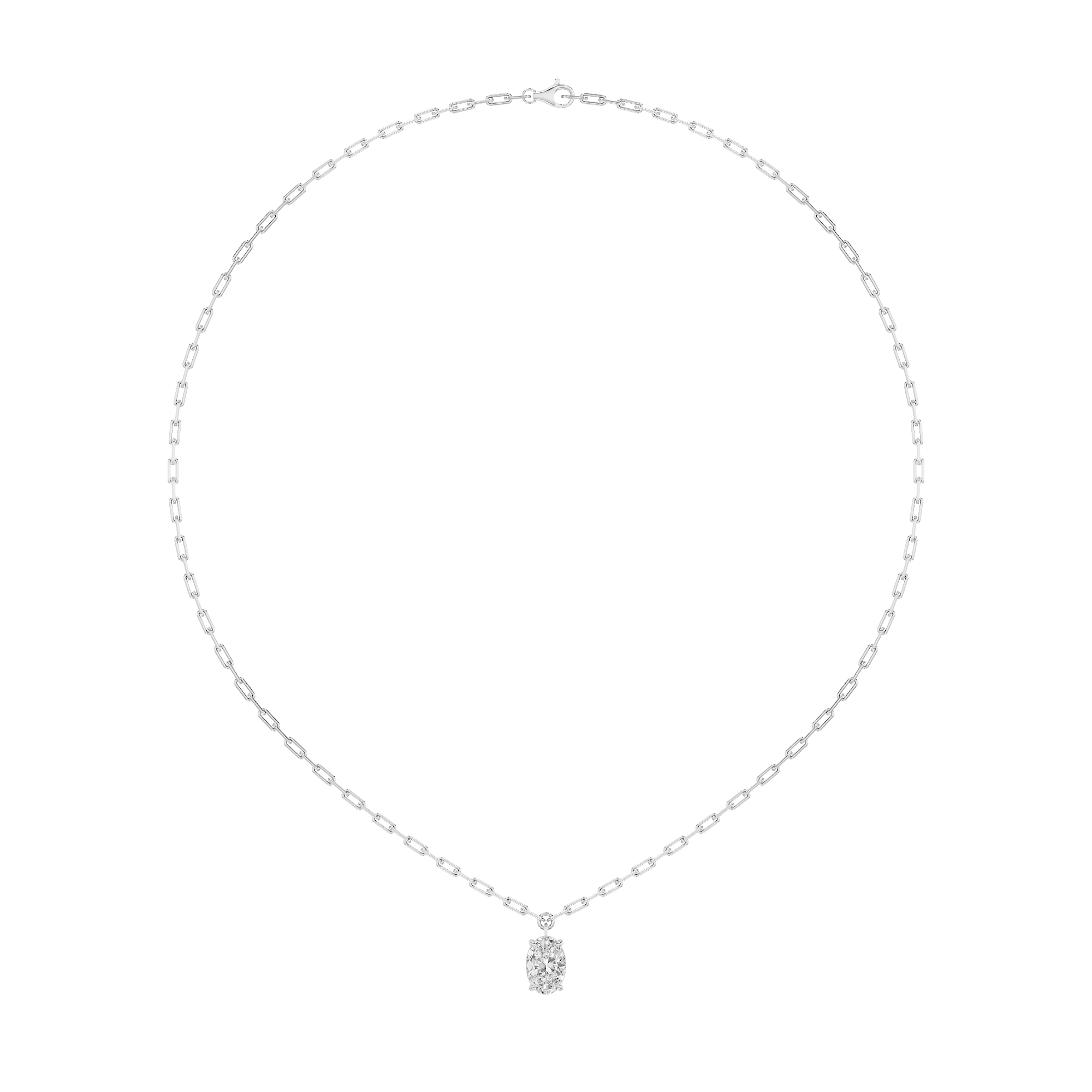 2.00 CT Oval Diamond Necklace in 14K White Gold