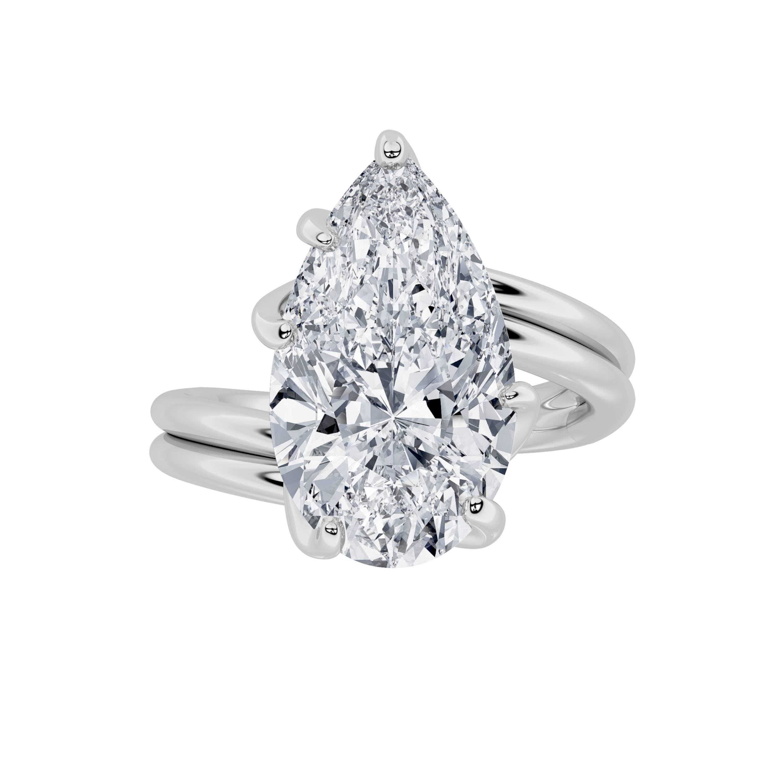 4.00 CT Pear Diamond Ring in 14K White Gold