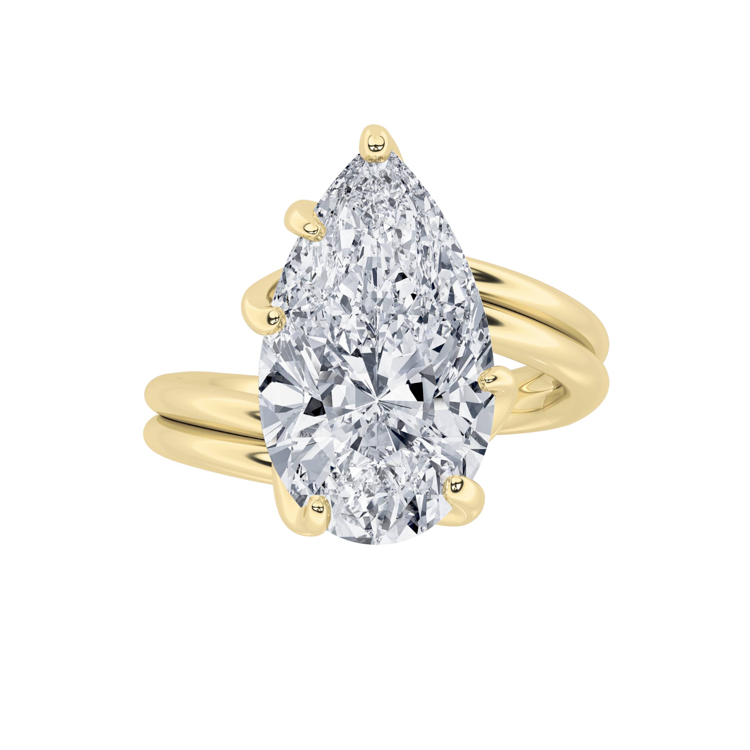 4.00 CT Pear Diamond Ring in 14K Yellow Gold