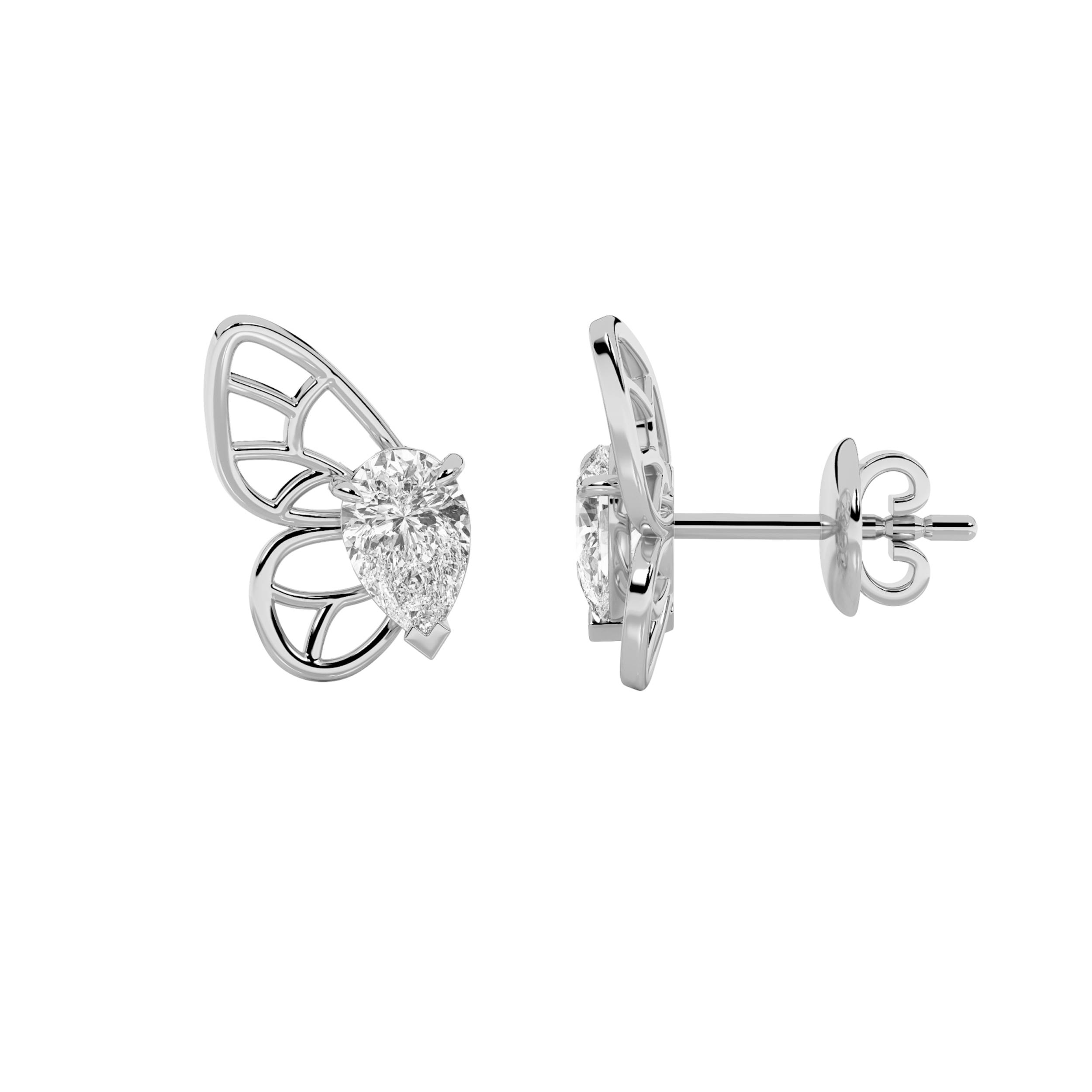 2.00 CT Pear Diamond Earring in 14K White Gold