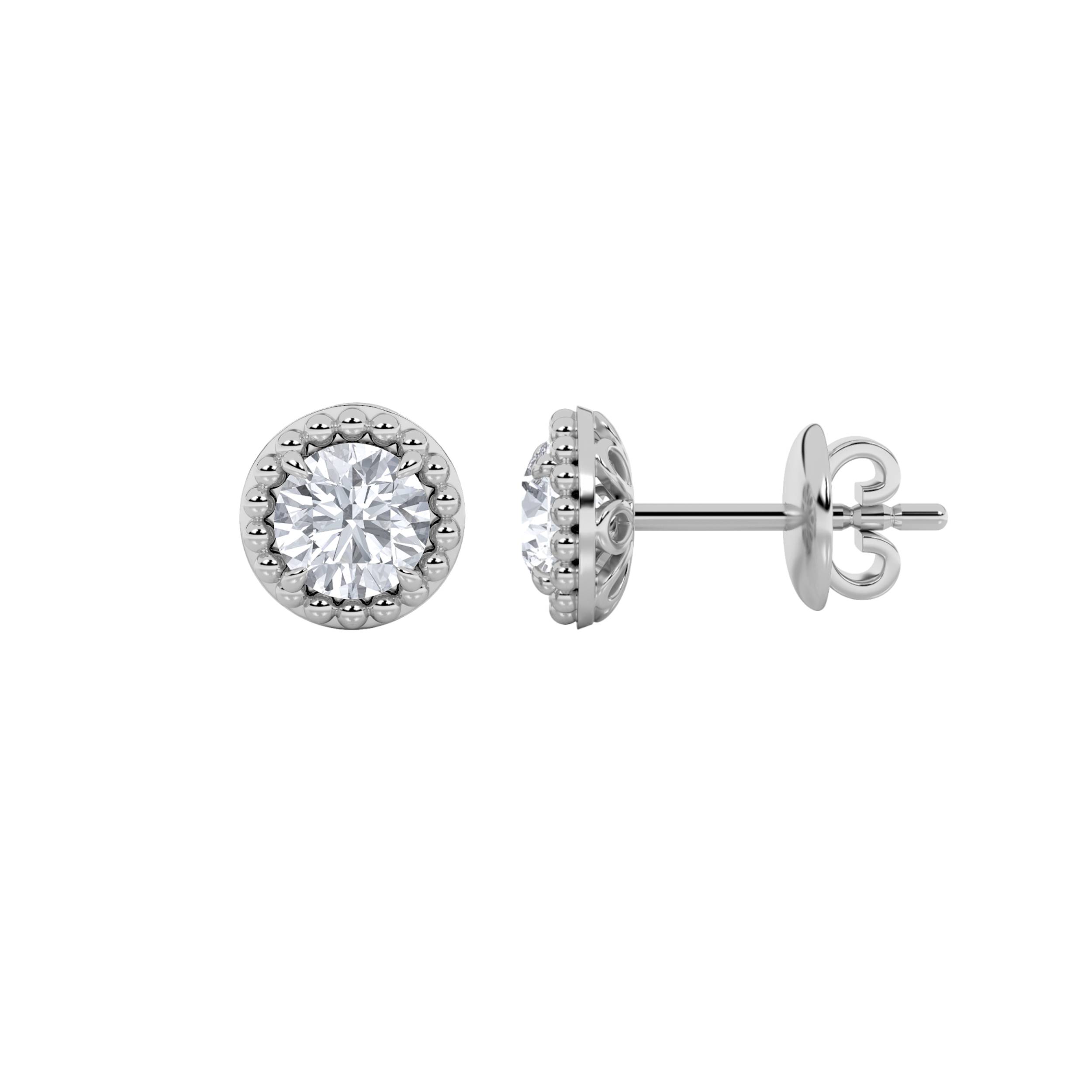 2.00 CT Round Diamond Earring in 14K White Gold