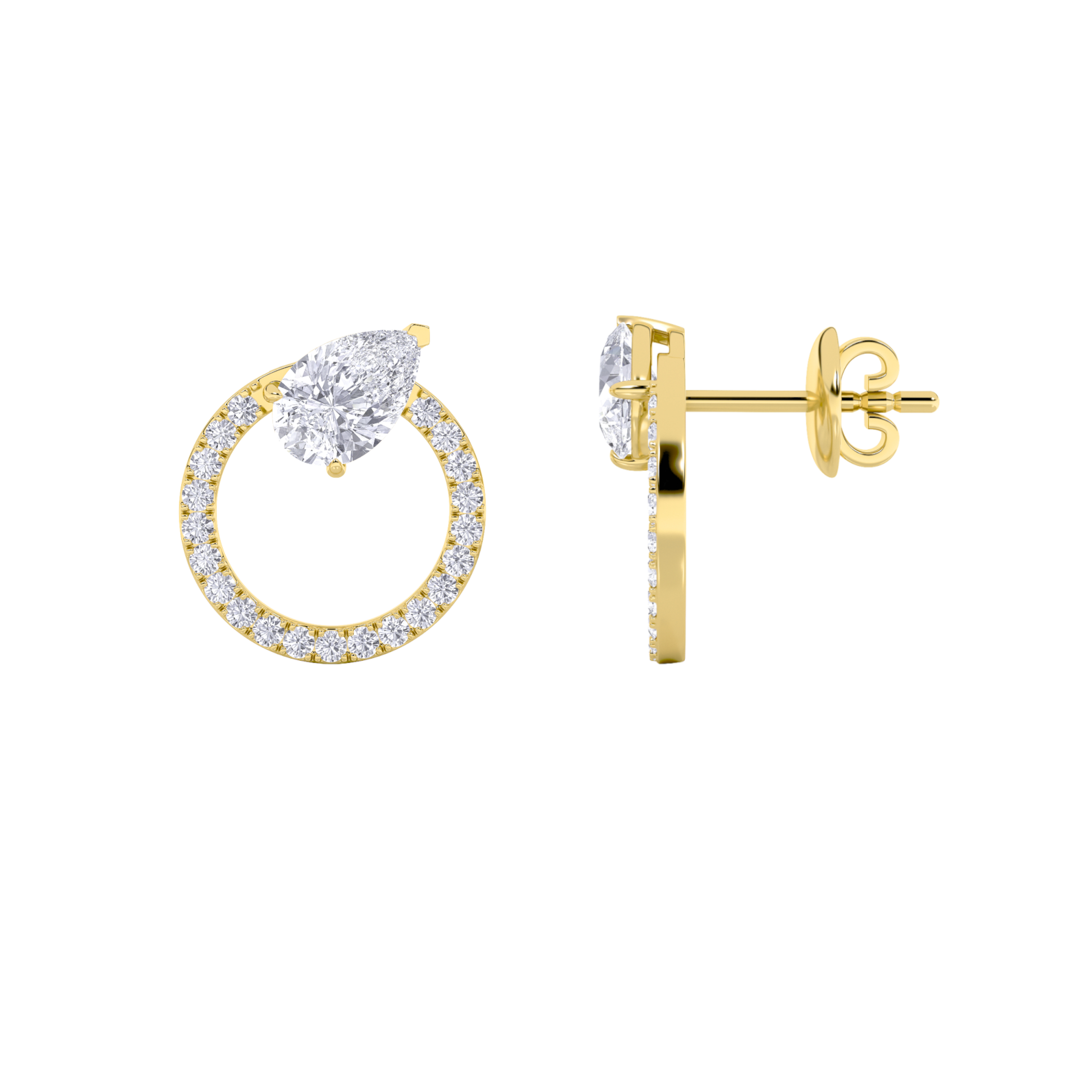 1.50 CT Pear Diamond Earring in 14K Yellow Gold