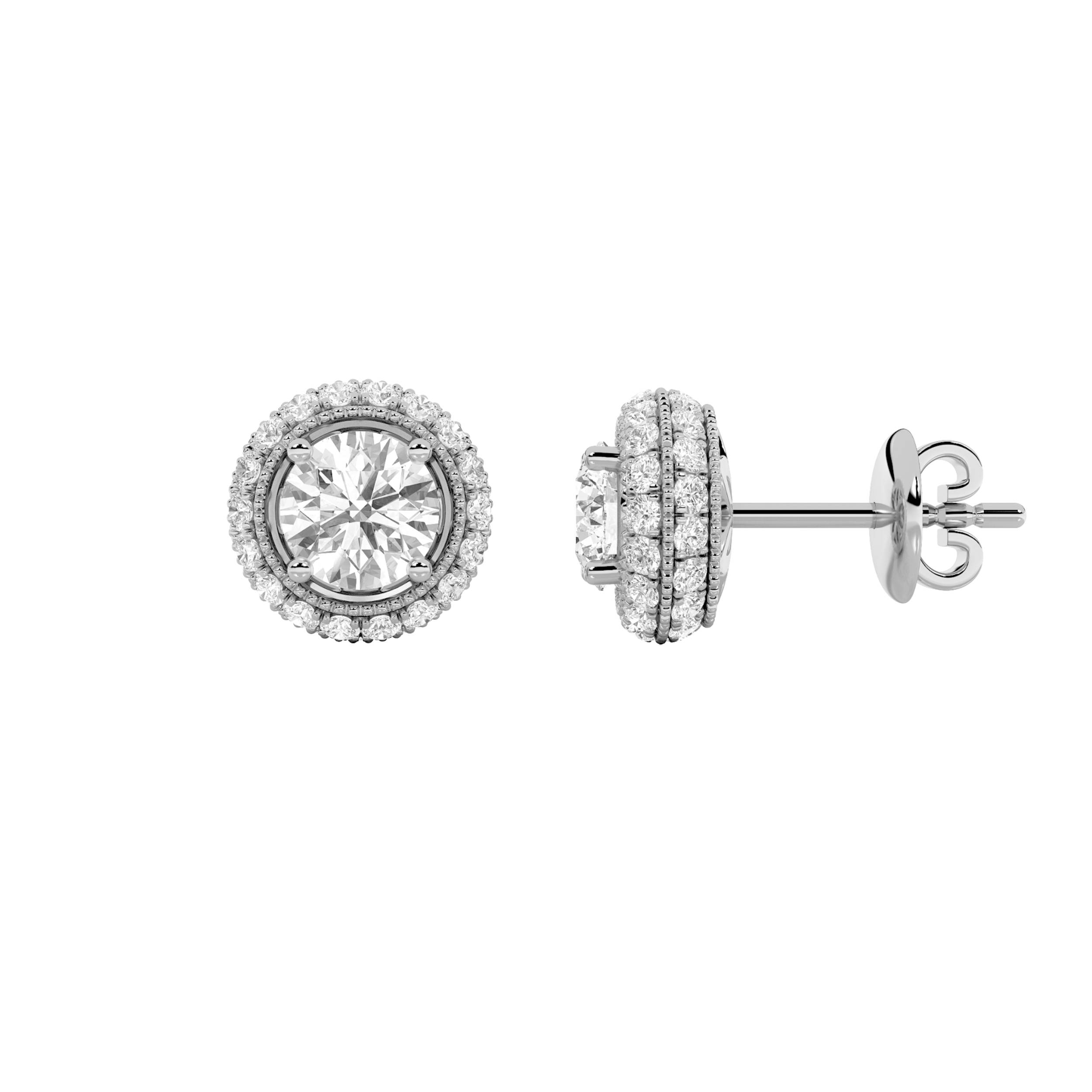 2.00 CT Round Diamond Earring in 14K White Gold