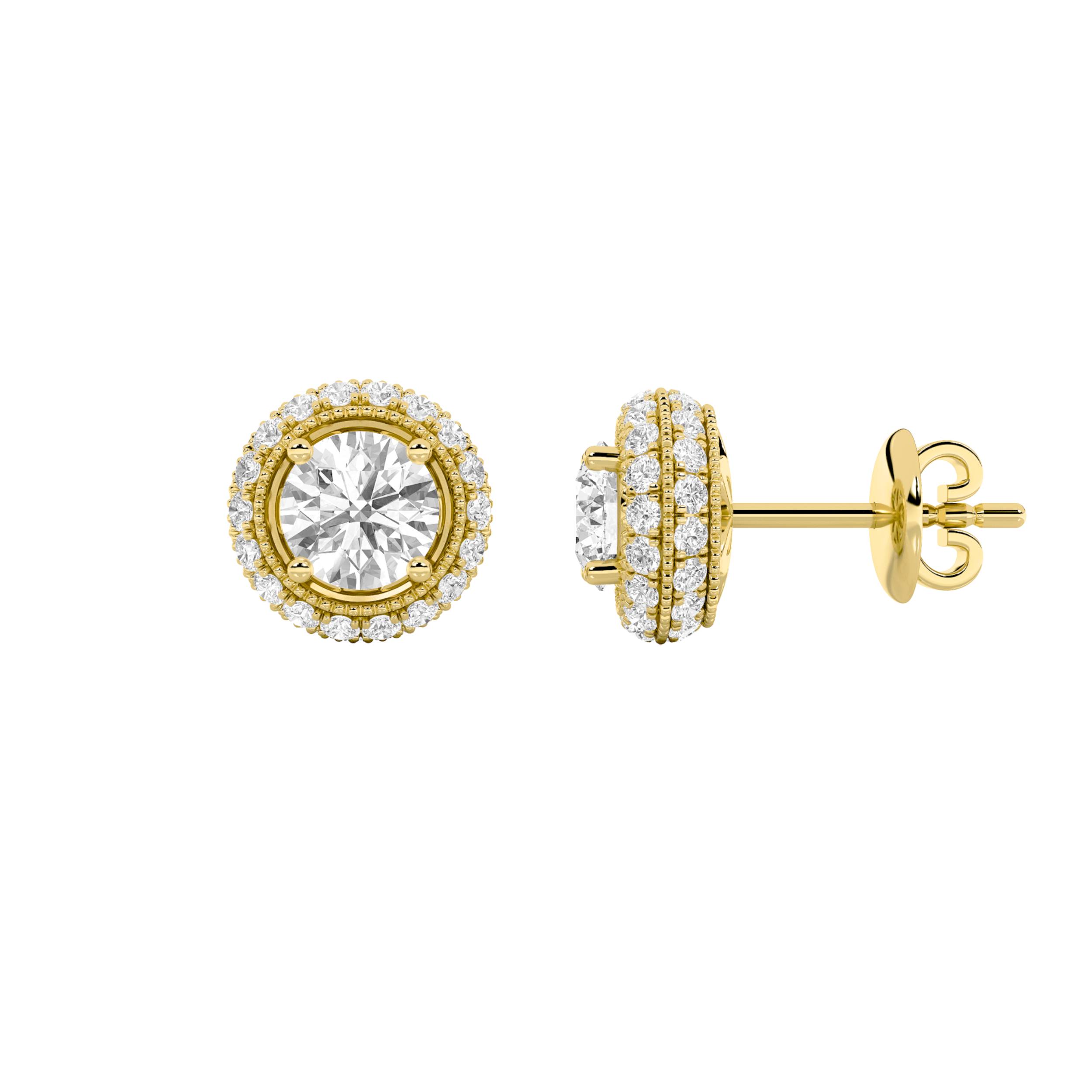 2.00 CT Round Diamond Earring in 14K Yellow Gold
