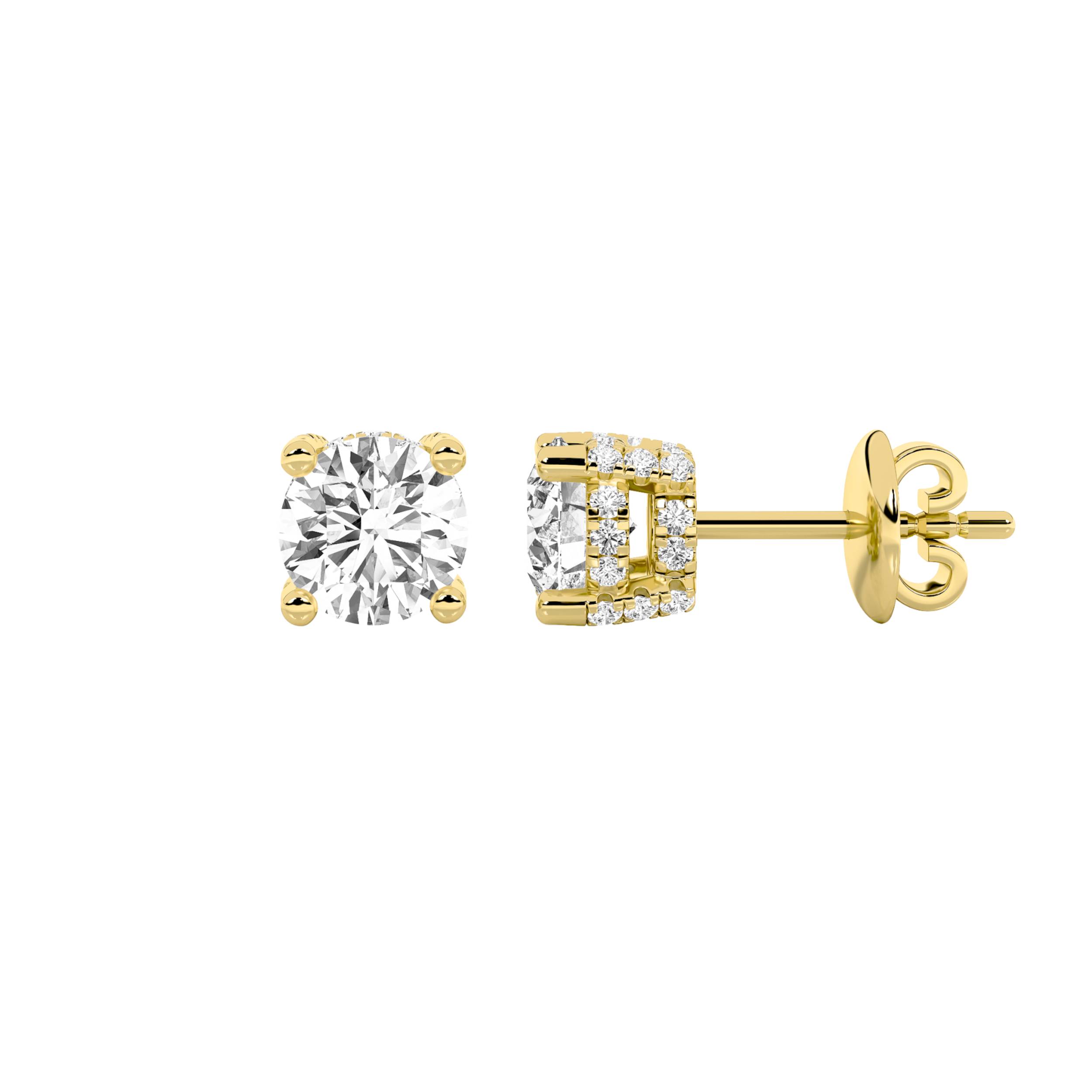 2.00 CT Round Diamond Earring in 14K Yellow Gold