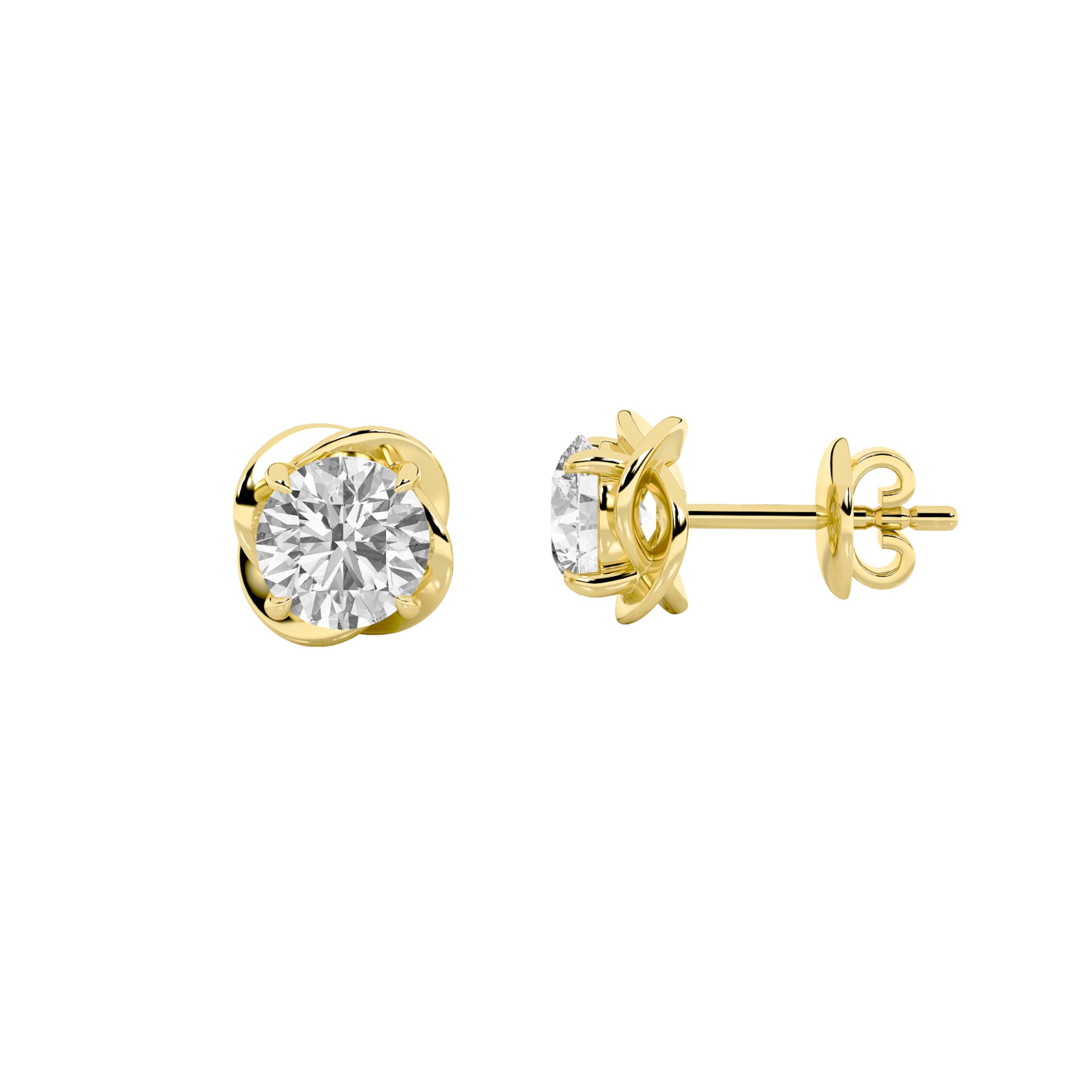 2.00 CT Round Diamond Earring in 14K Yellow Gold