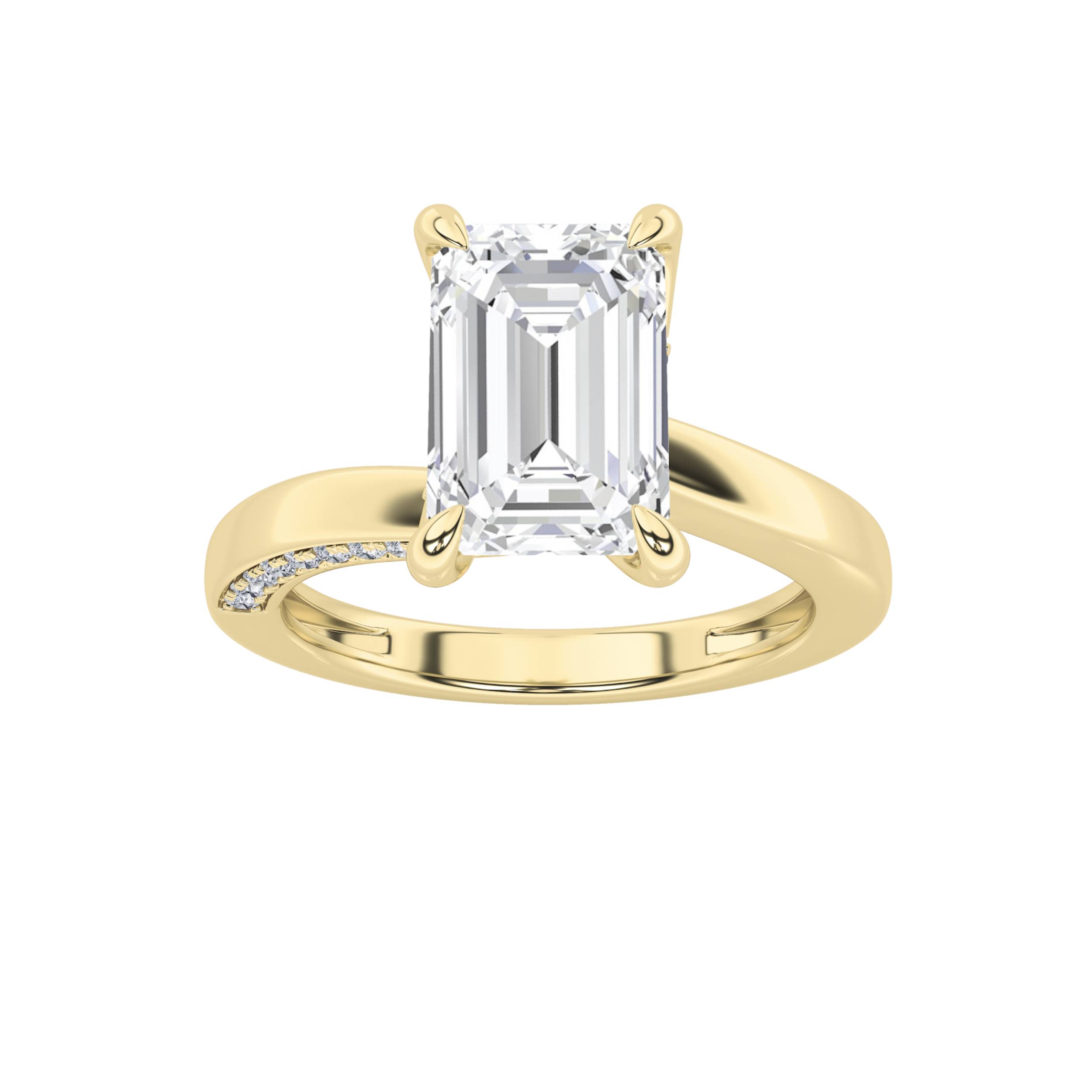 2.50 CT Emerald Diamond Ring in 14K Yellow Gold