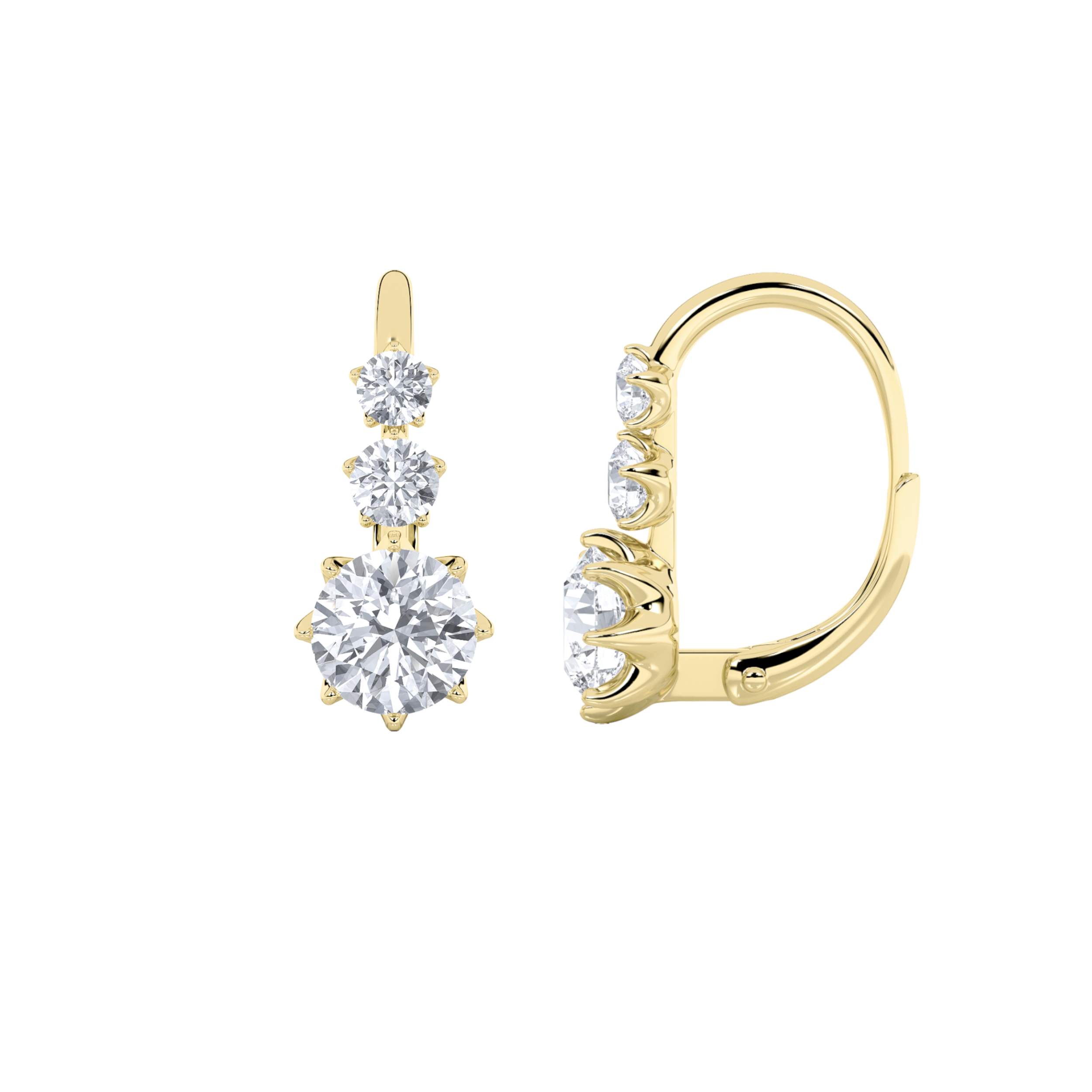 2.50 CT Round Diamond Earring in 14K Yellow Gold