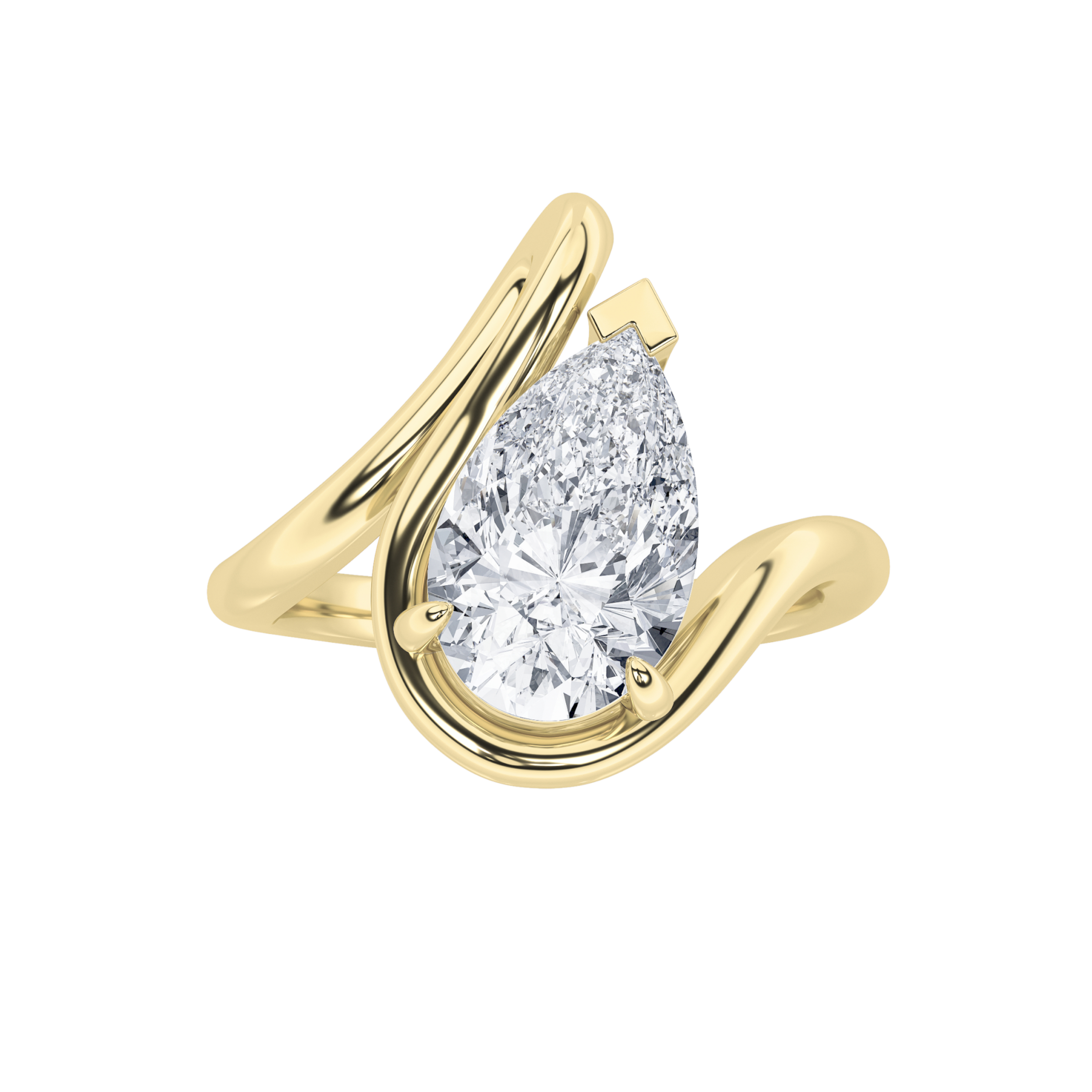 2.00 CT Pear Diamond Ring in 14K Yellow Gold