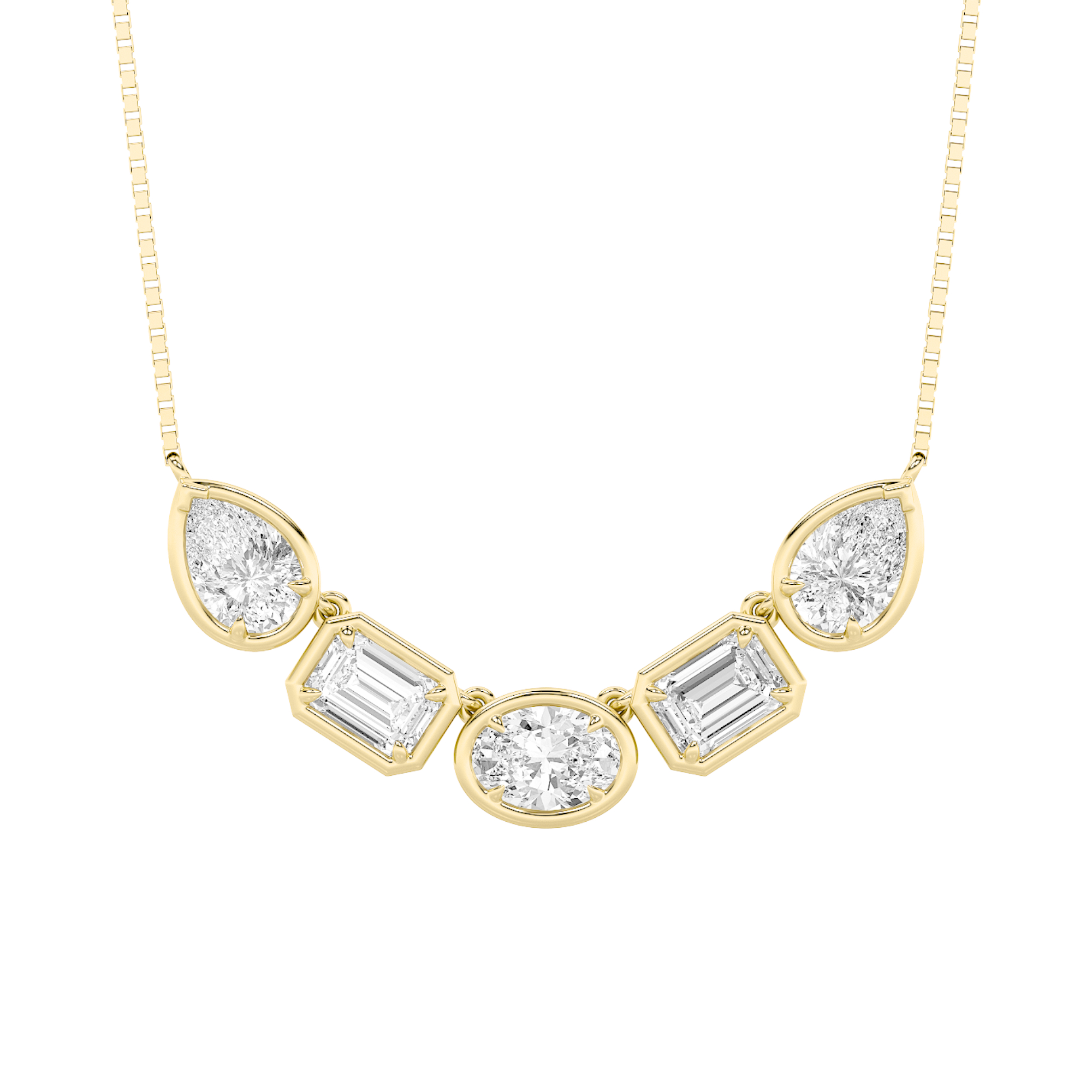 2.50 CT Oval Diamond Necklace in 14K Yellow Gold