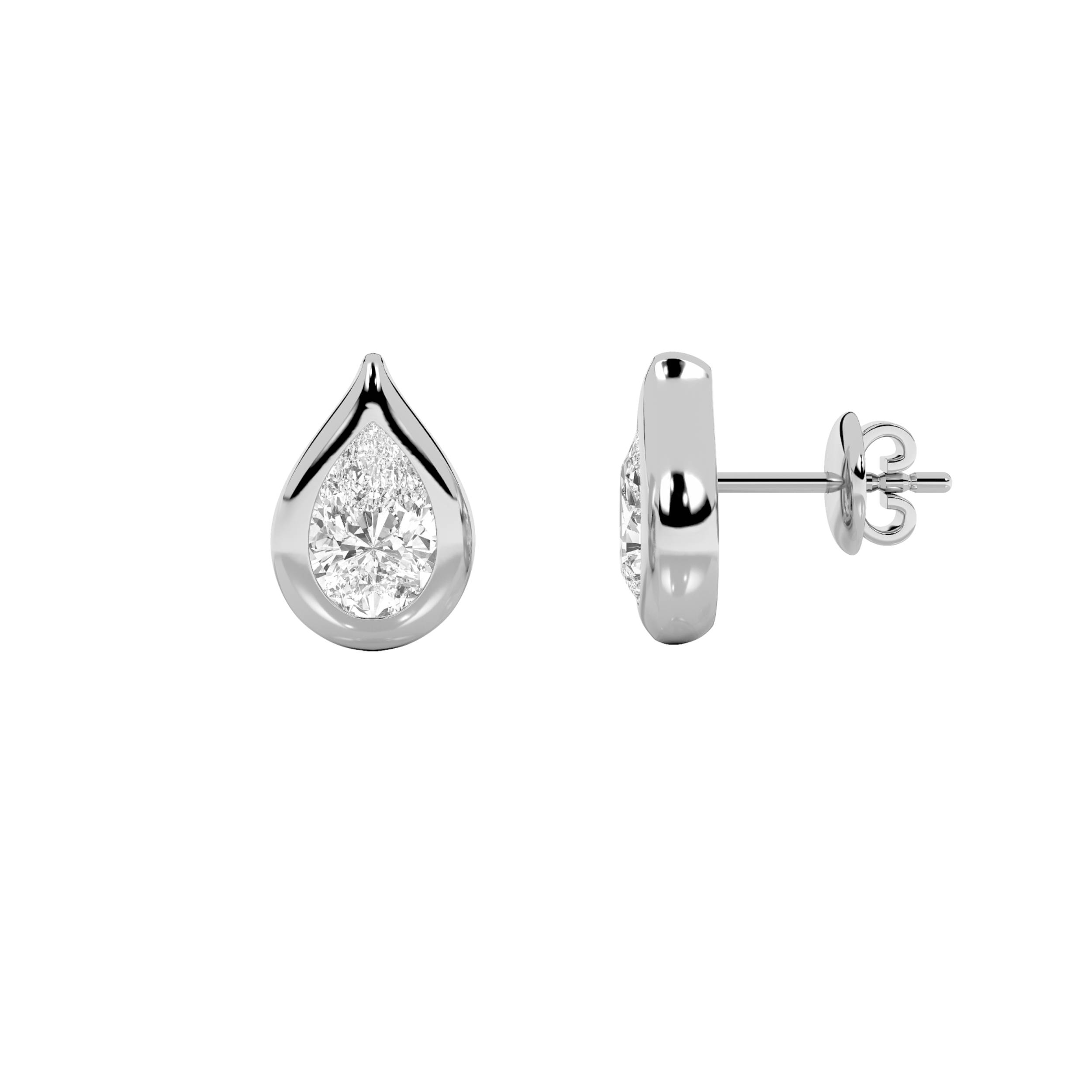 2.00 CT Pear Diamond Earring in 14K White Gold