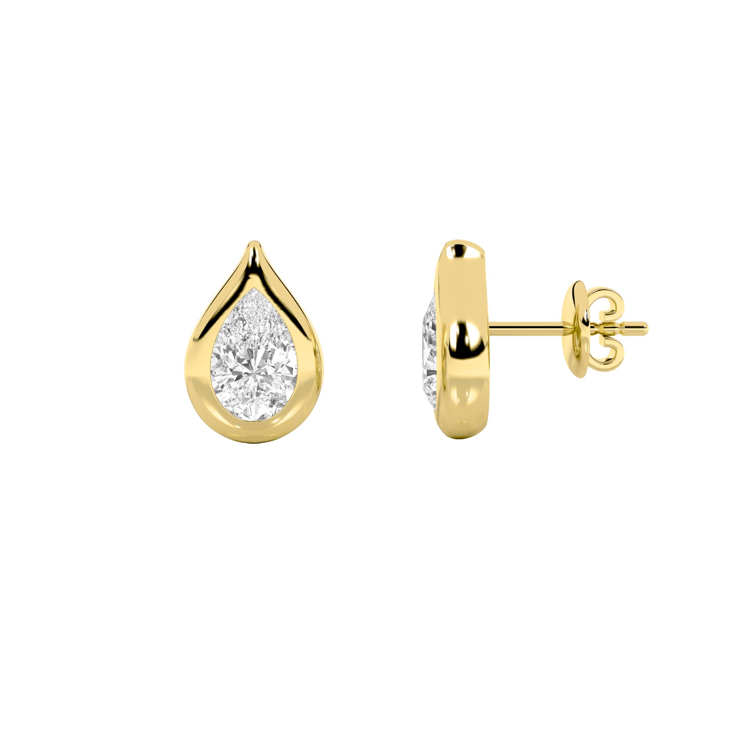 2Cttw Pear Shaped Lab Grown Diamond (F/VS) Stud Earrings in 14K Gold