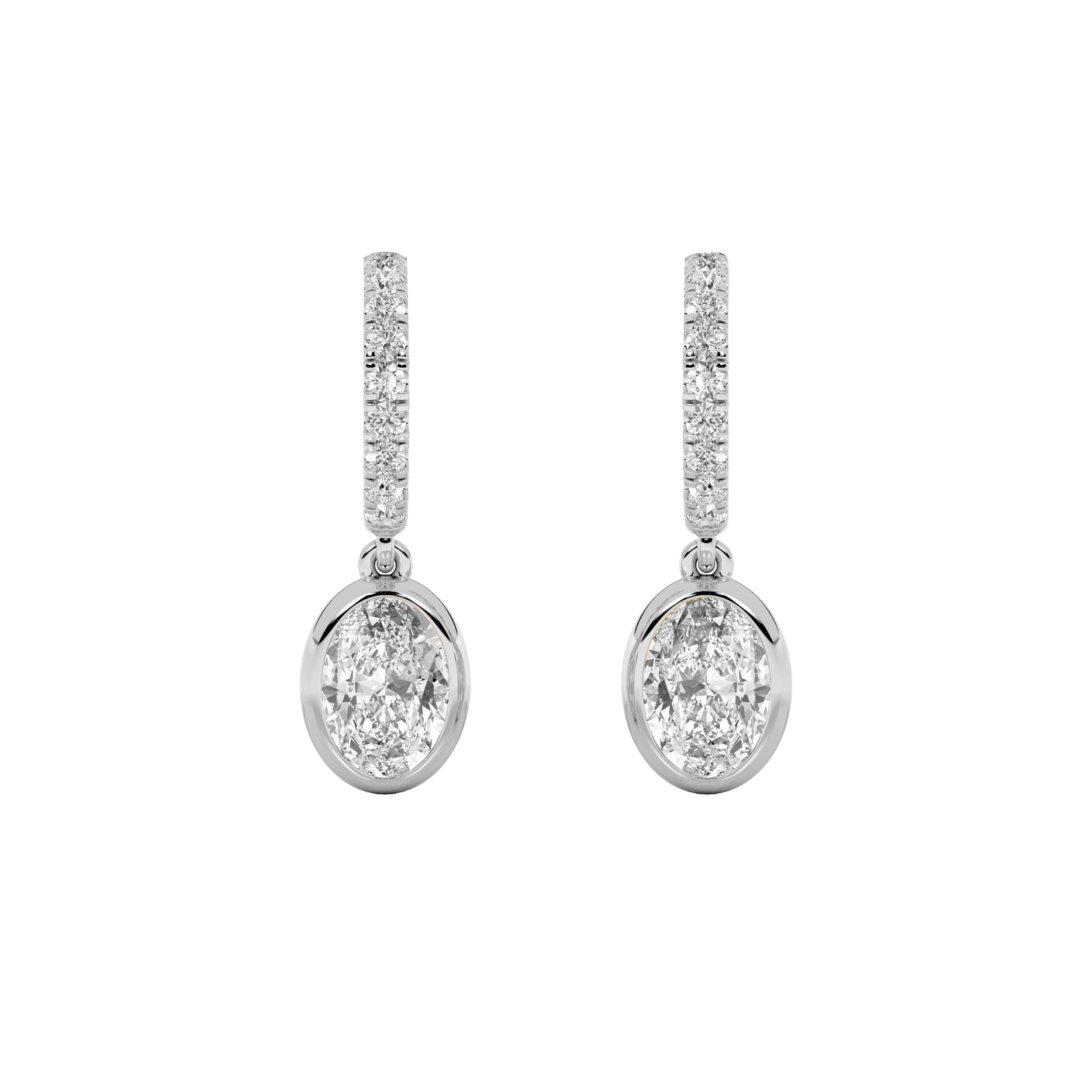 2.00 CT Oval Diamond Earring in 14K White Gold