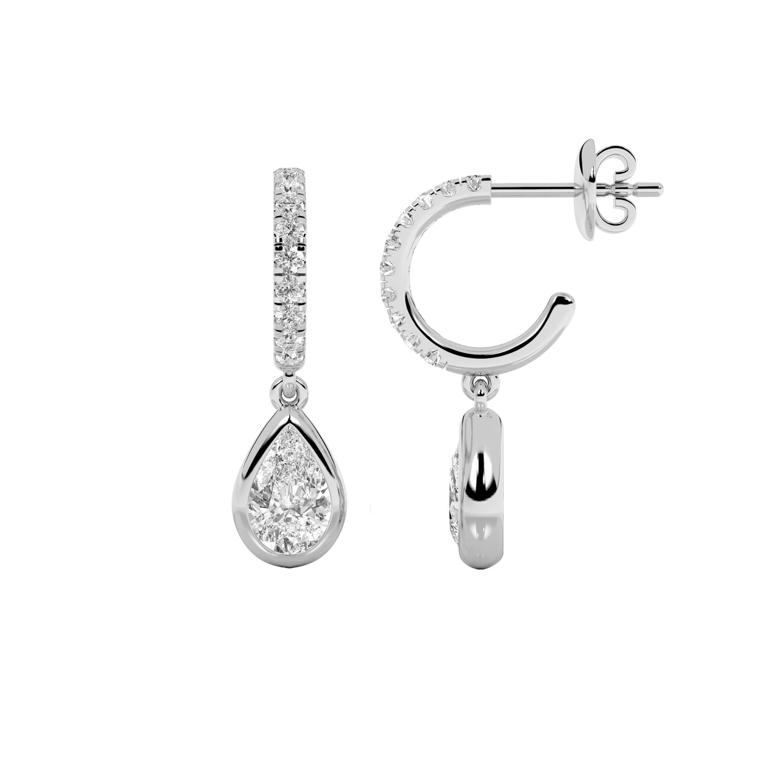 2Cttw Pear Shaped Lab Grown Diamond (F/VS) Dangle Earrings in 14K Gold