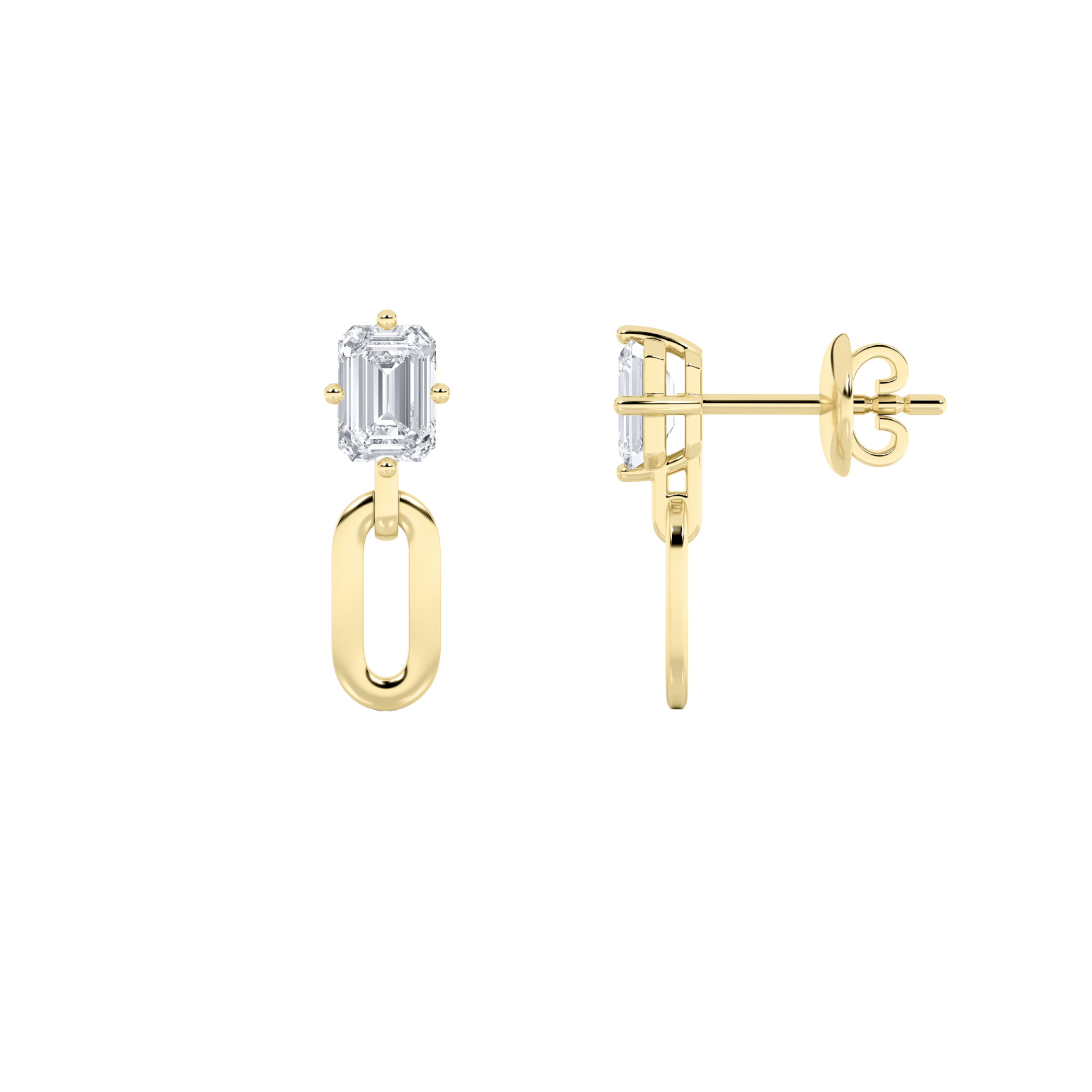 1.00 CT Emerald Diamond Earring in 14K Yellow Gold
