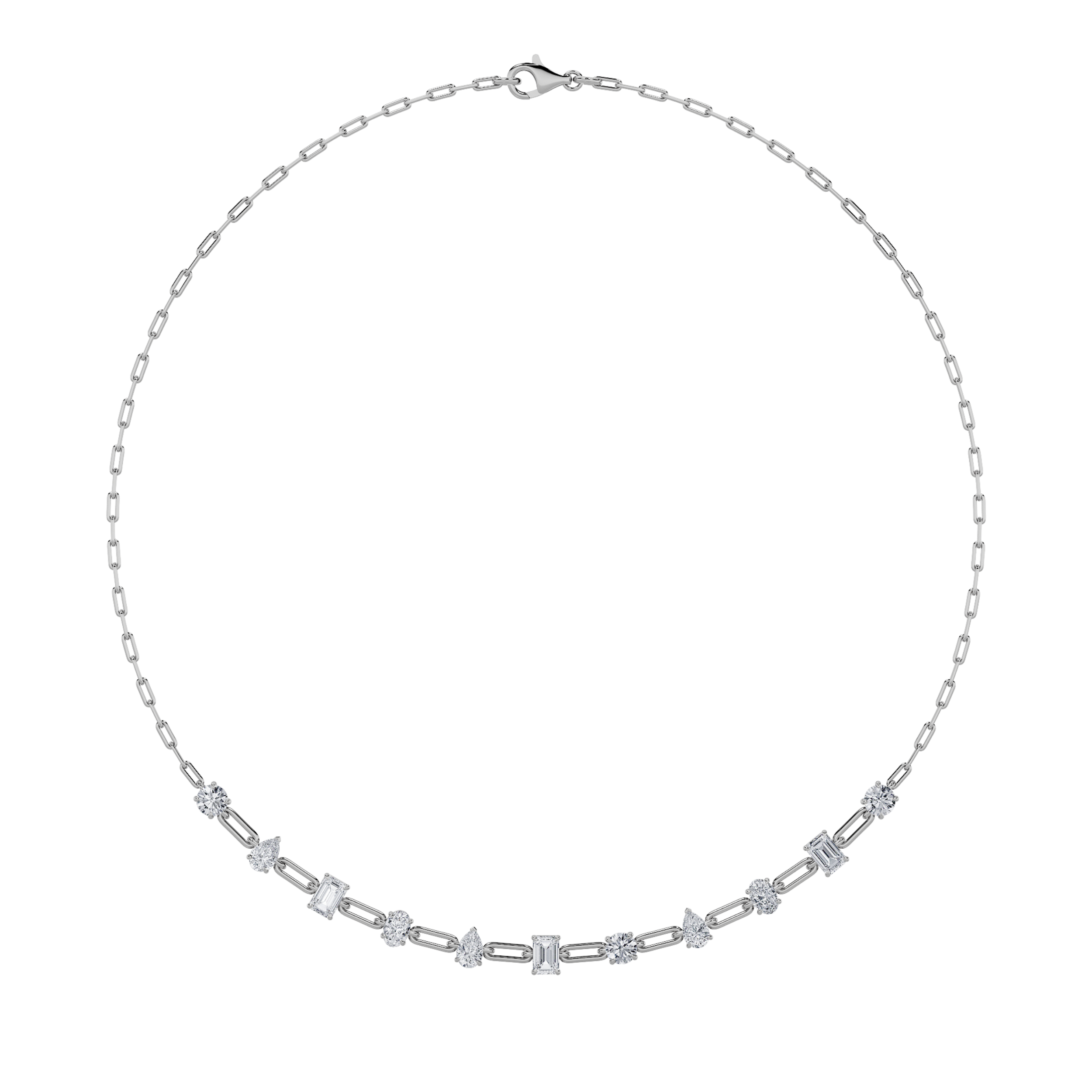 4.00 CT Emerald Diamond Necklace in 14K White Gold