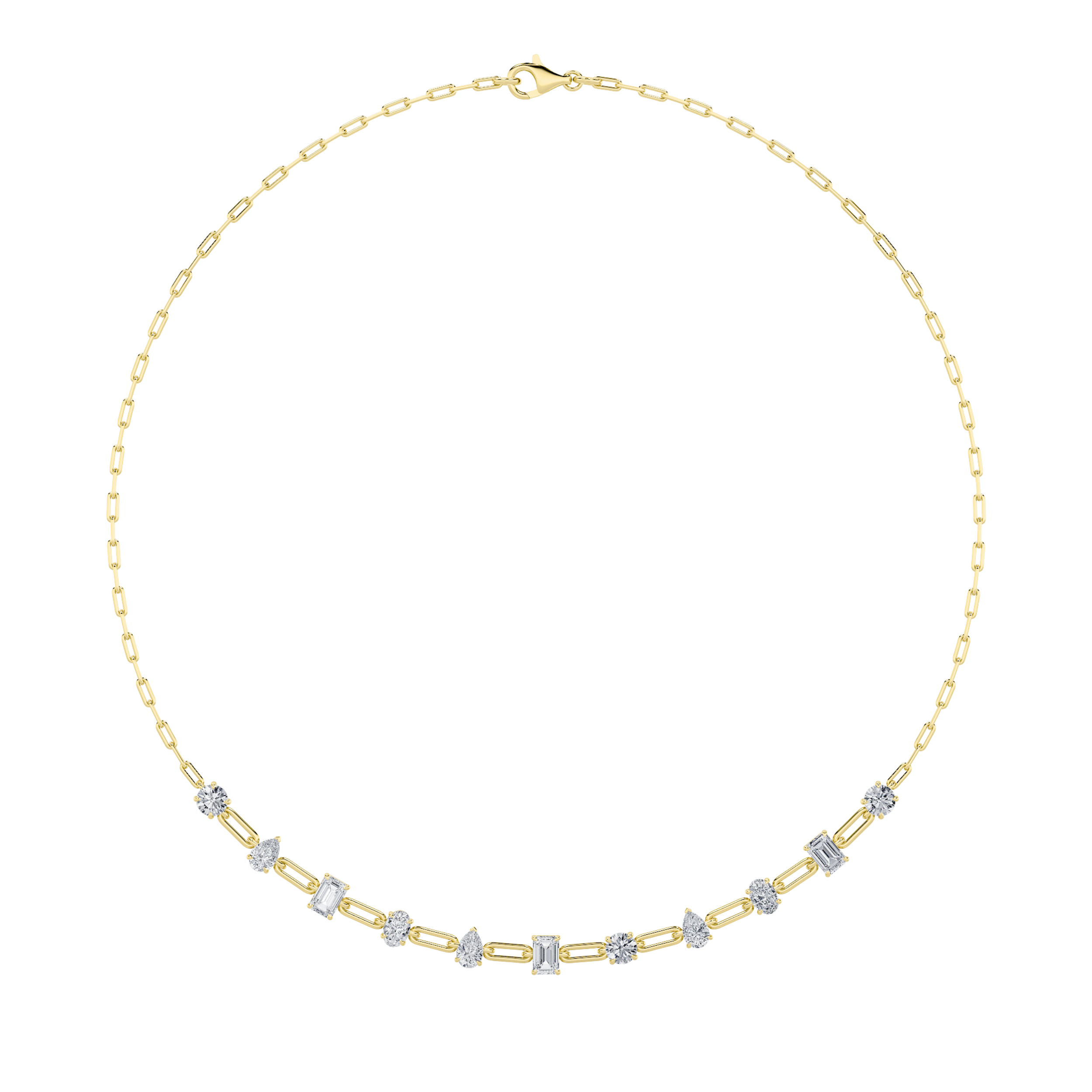 4.00 CT Emerald Diamond Necklace in 14K Yellow Gold