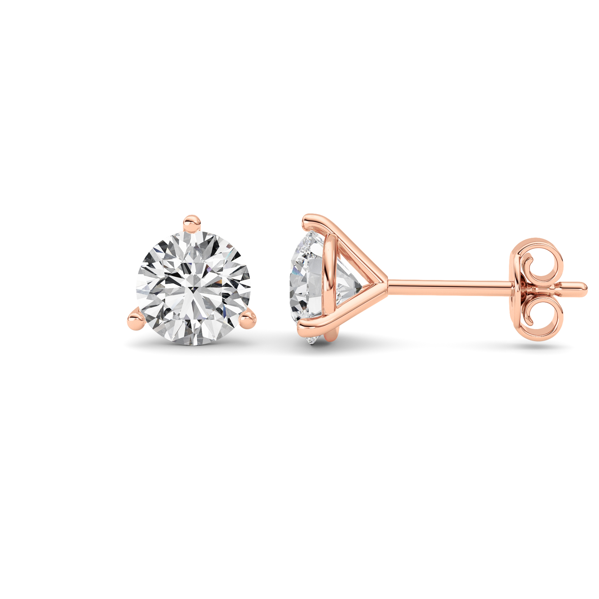 1.00 CT Round Diamond Earring in 14K Rose Gold