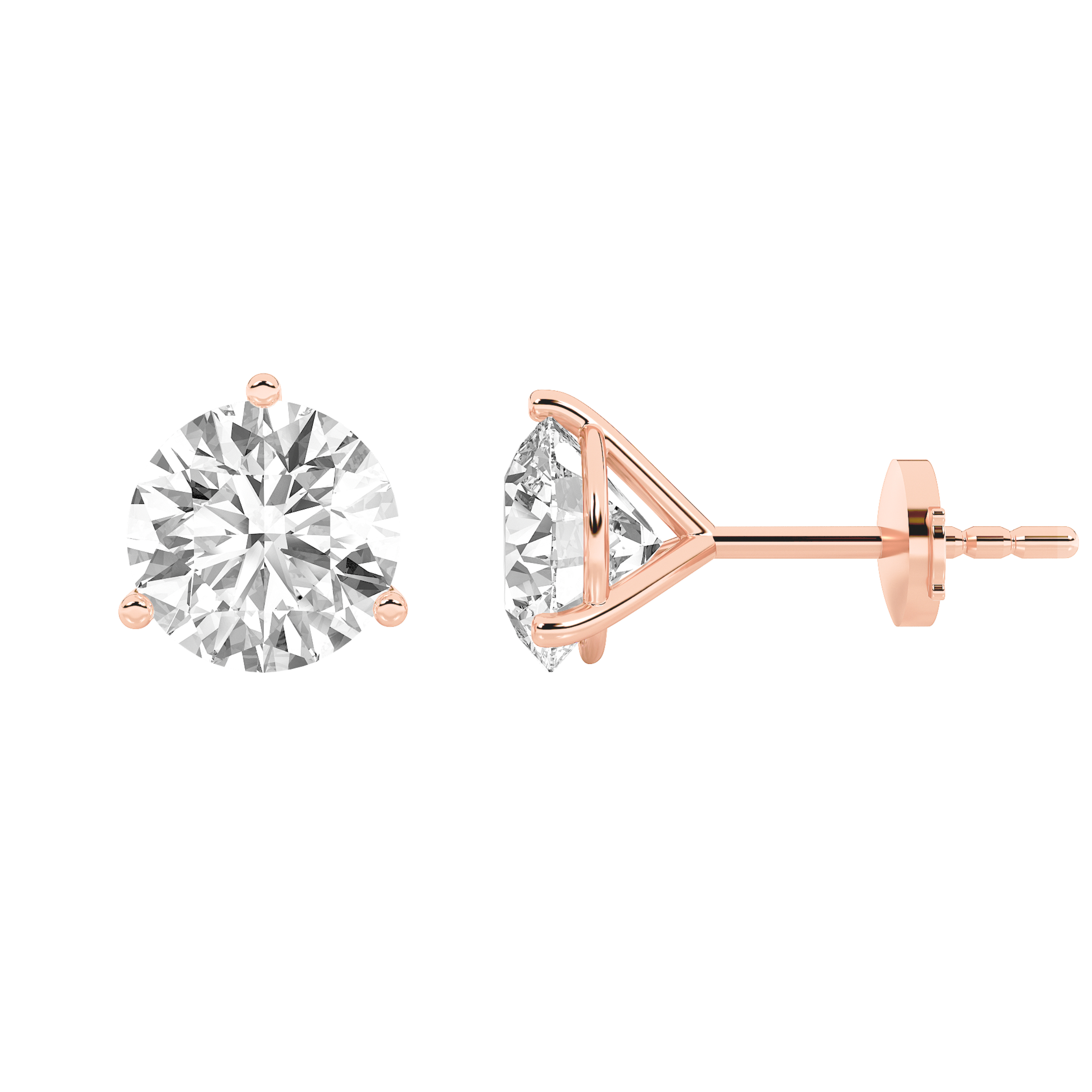 3.50 CT Round Diamond Earring in 14K Rose Gold