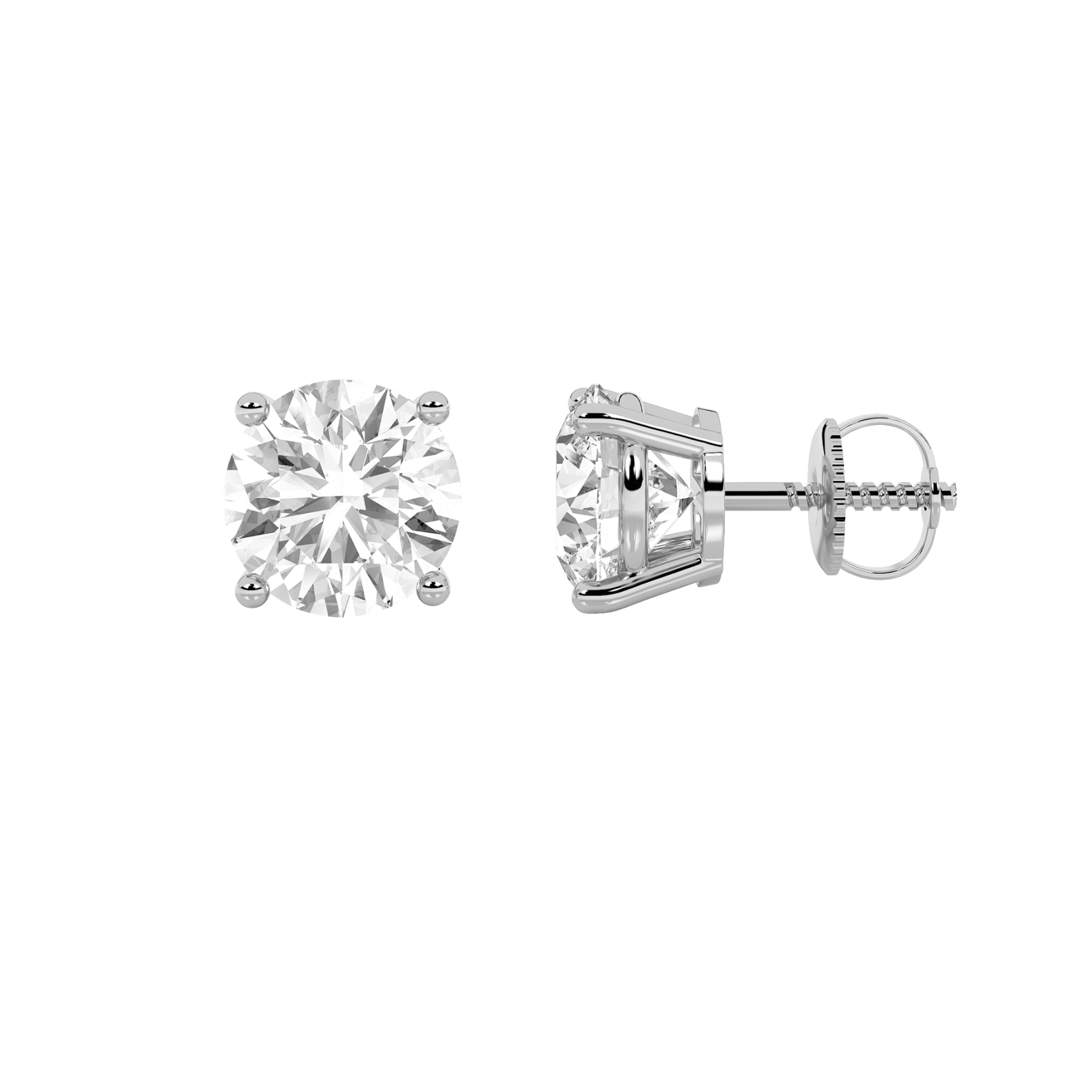 5.5Cttw Round Shaped Lab Grown Diamond (G/VS) Three Prong Martini Stud Earrings in 14K White Gold