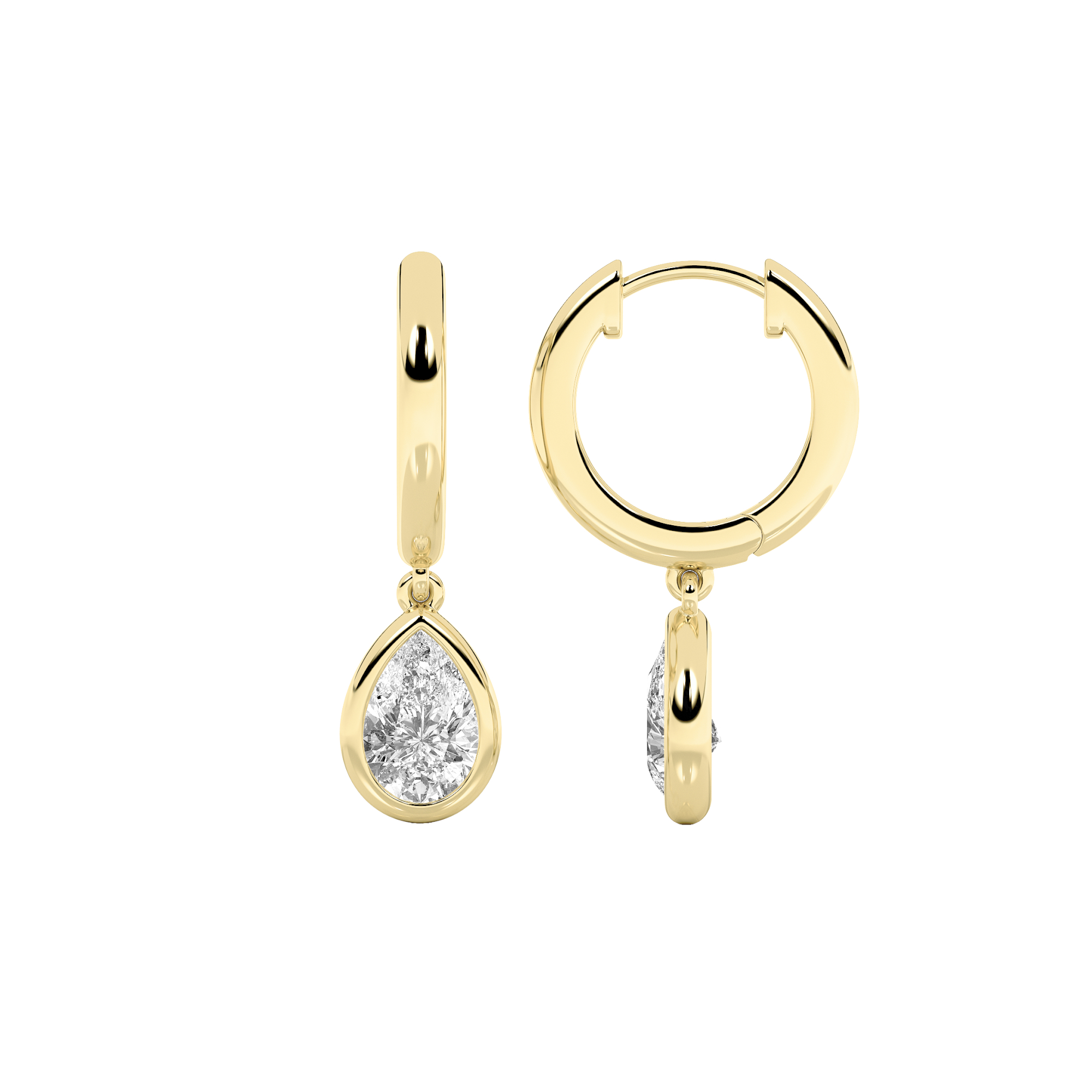 1Cttw Pear Shaped Lab Grown Diamond (F/VS) Dangle Earrings in 14K Gold