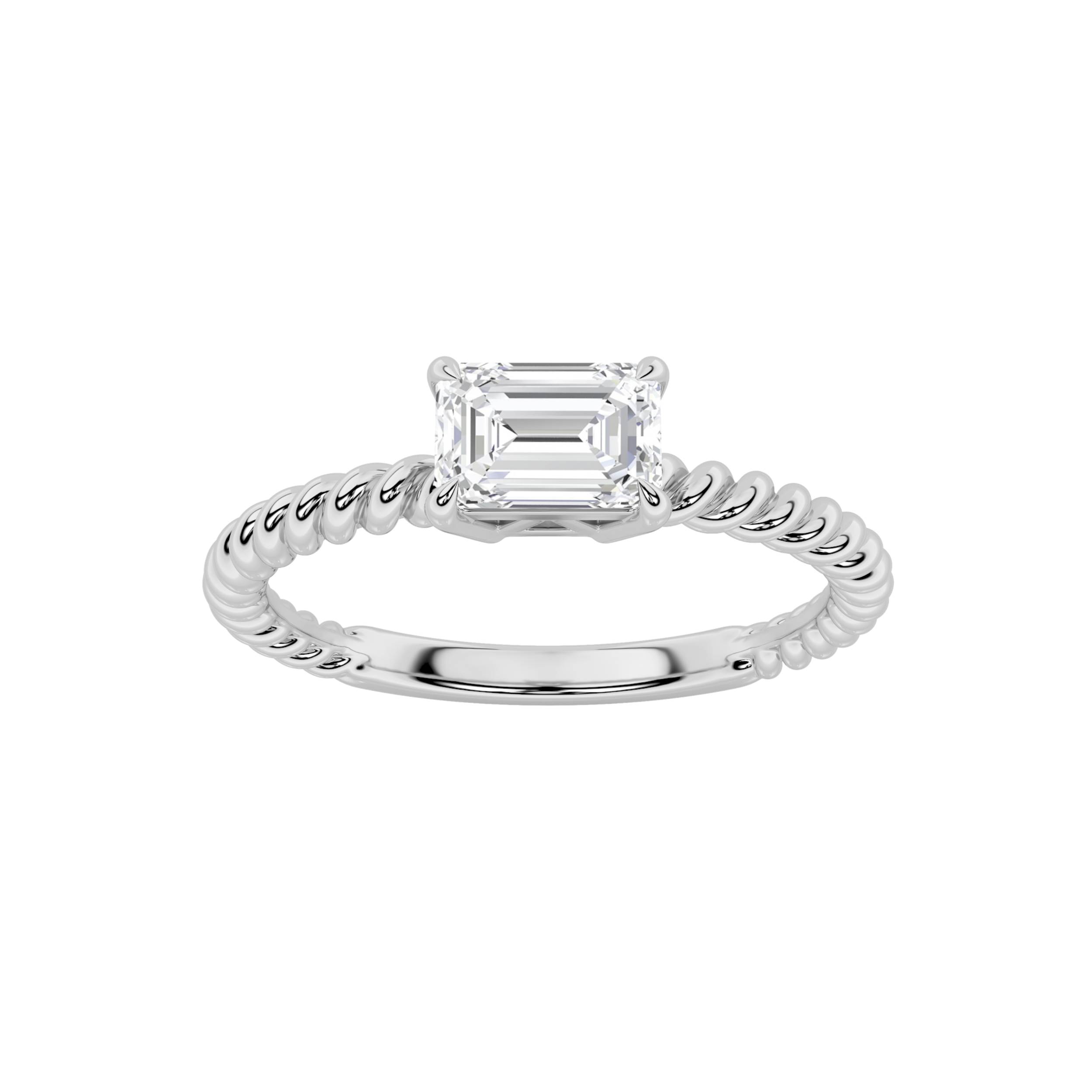 0.50 CT Emerald Diamond Ring in 14K White Gold