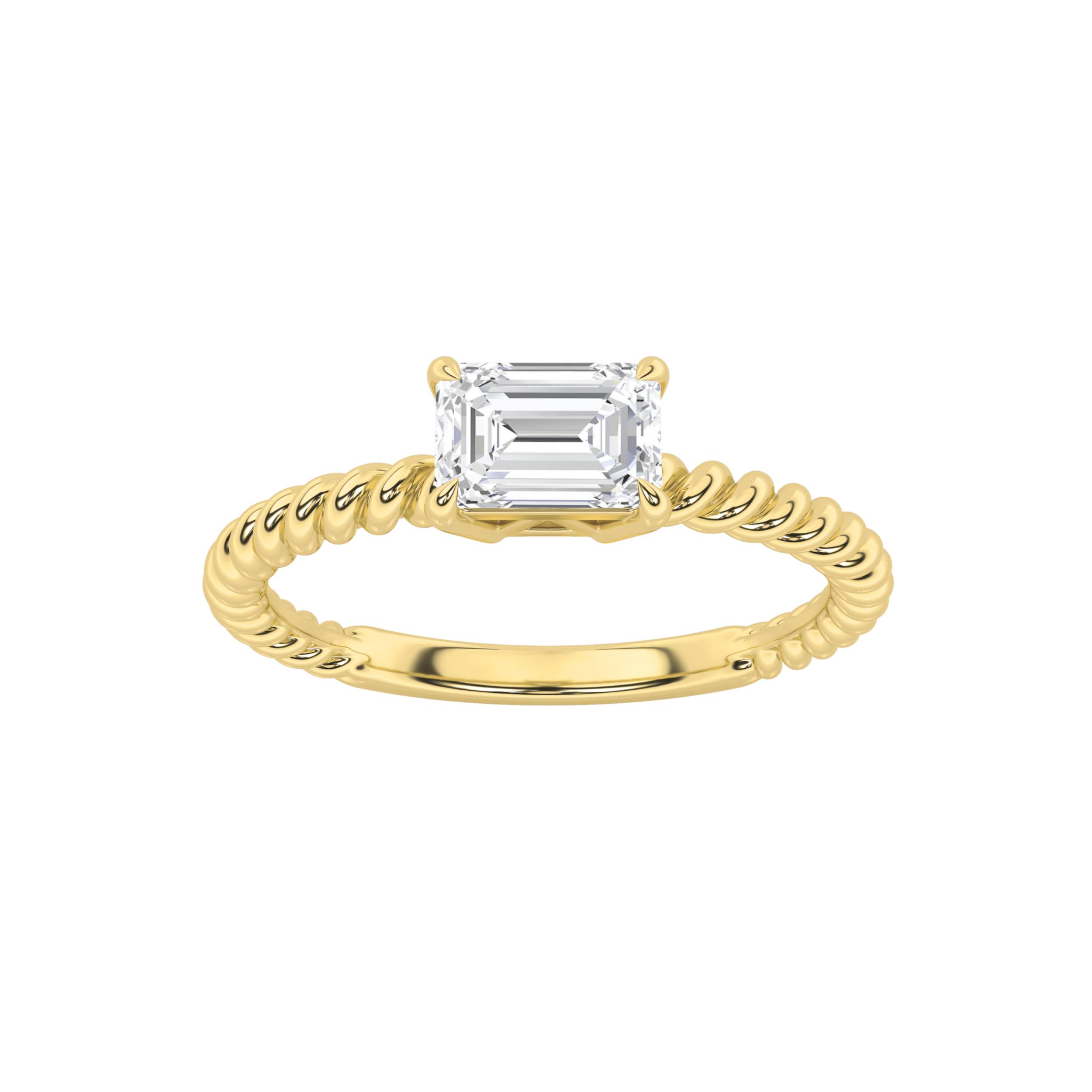 0.50 CT Emerald Diamond Ring in 14K Yellow Gold