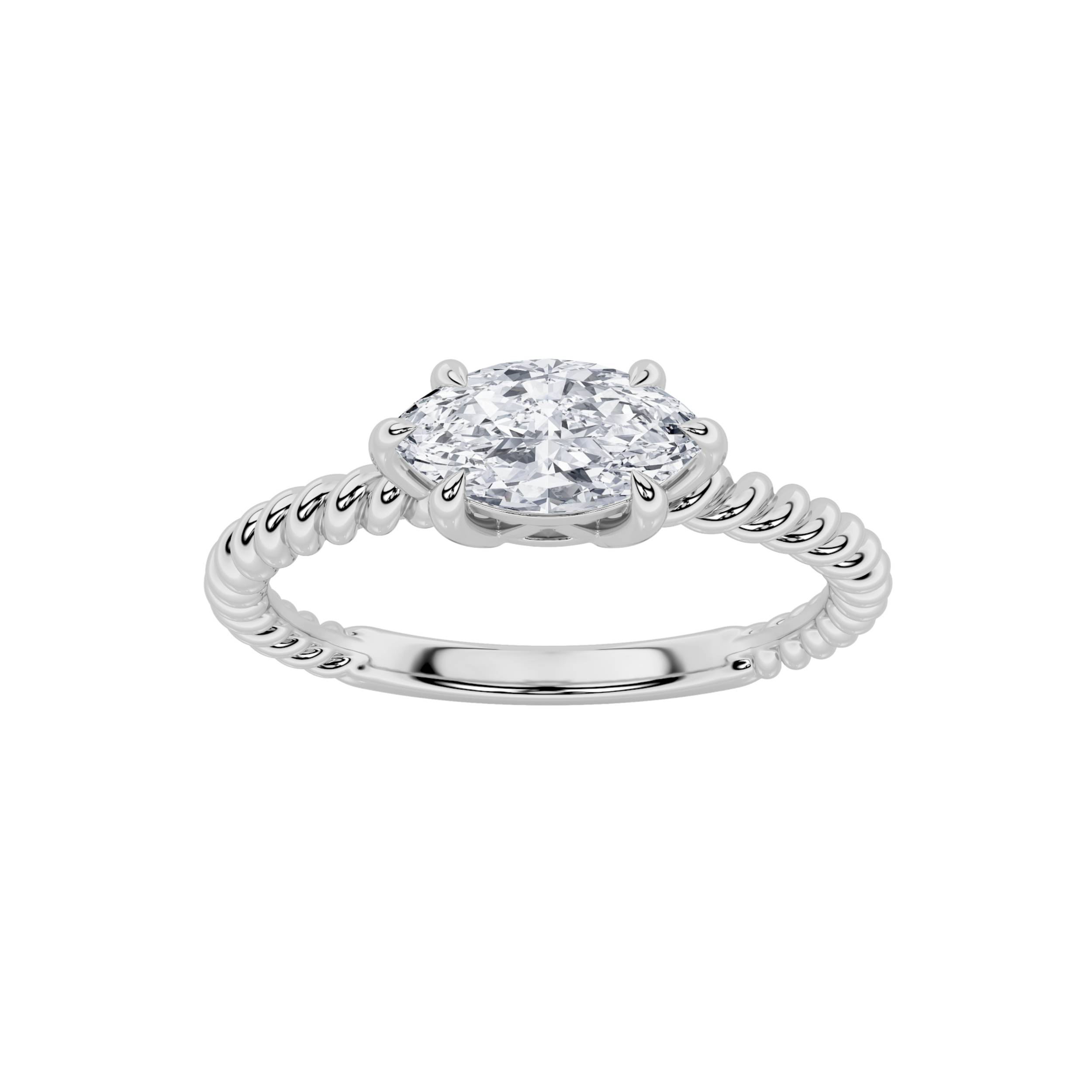0.50 CT Marquise Diamond Ring in 14K White Gold