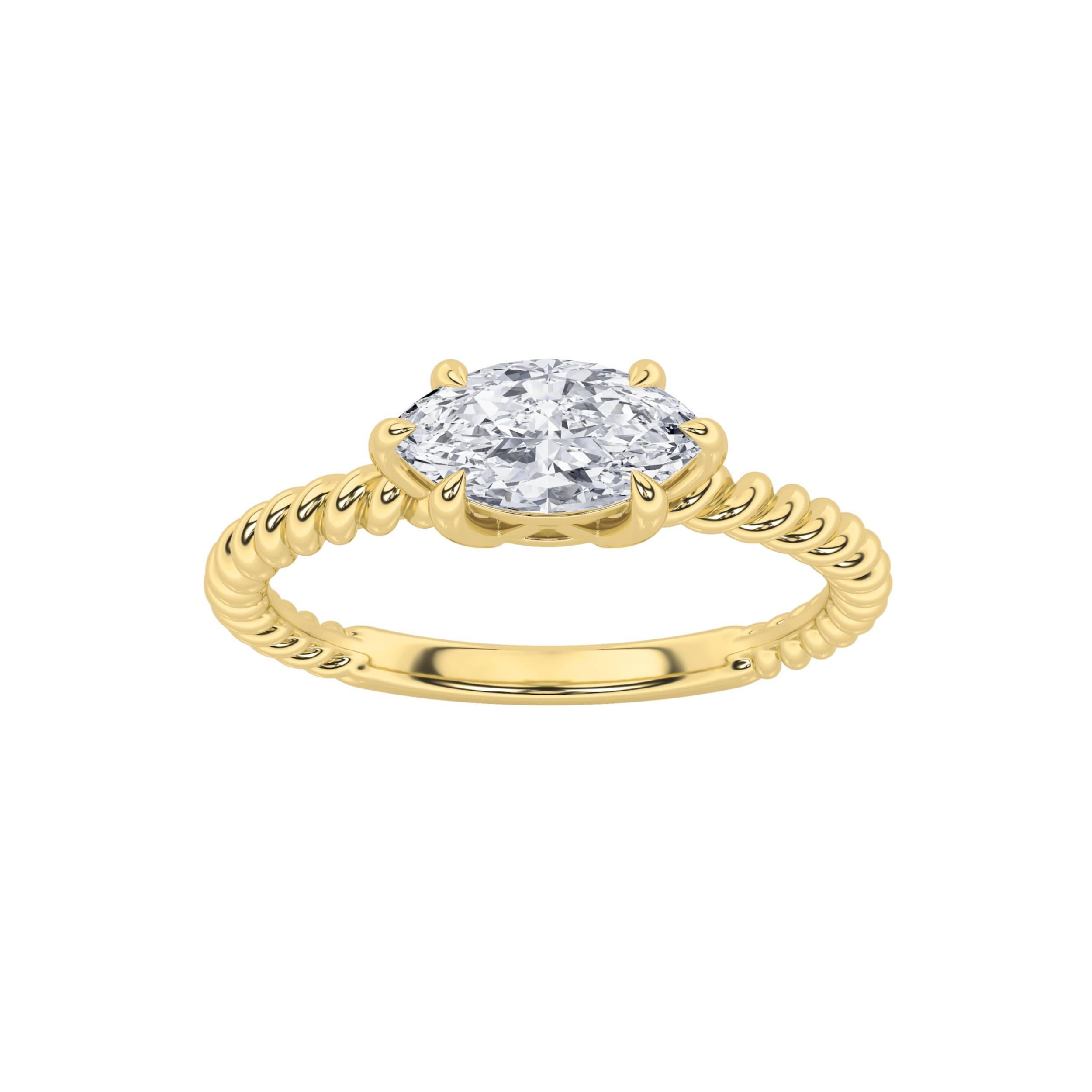 0.50 CT Marquise Diamond Ring in 14K Yellow Gold