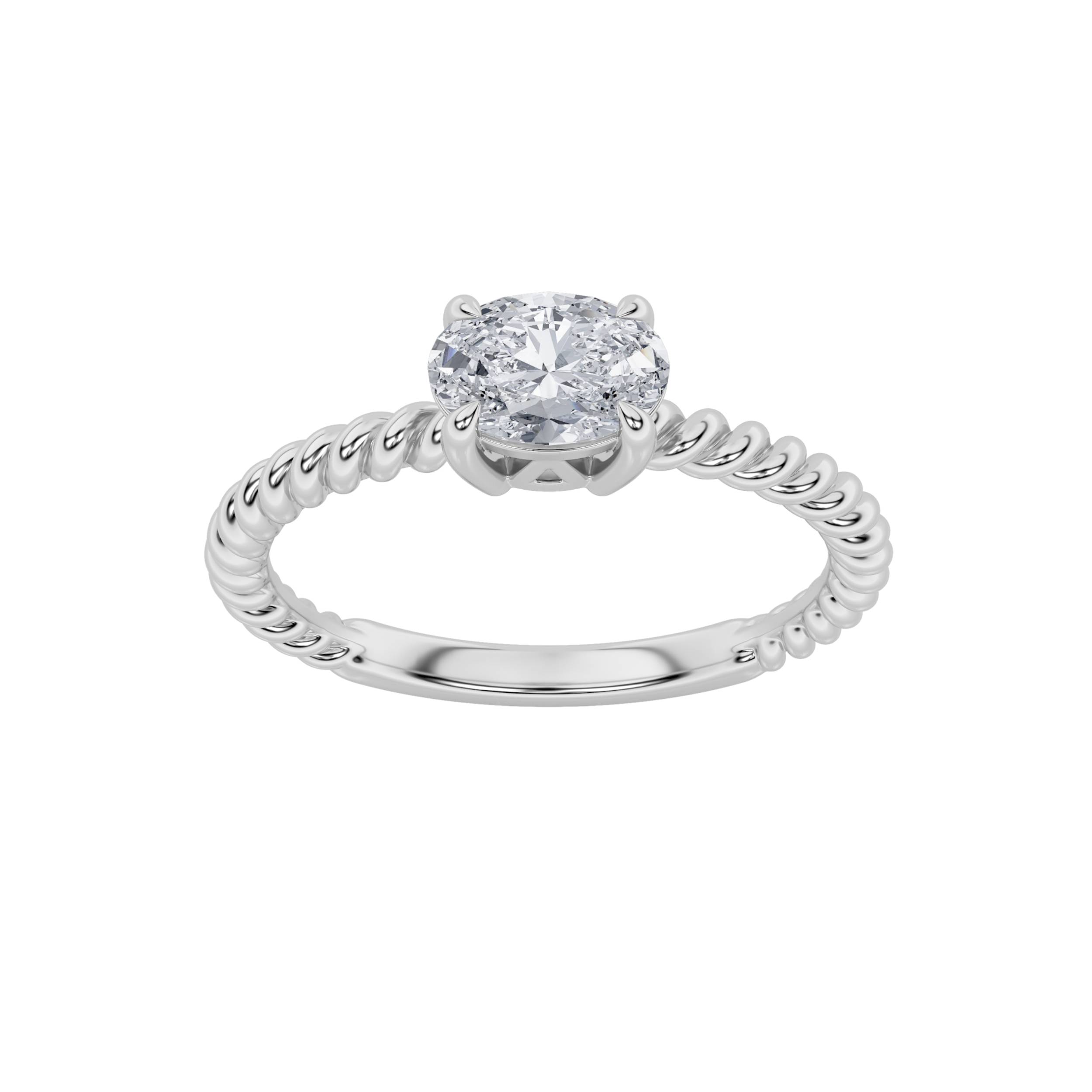 0.5Cttw Oval Shaped Lab Grown Diamond (F/VS) Petite Solitaire Engagement RING in 14K Gold