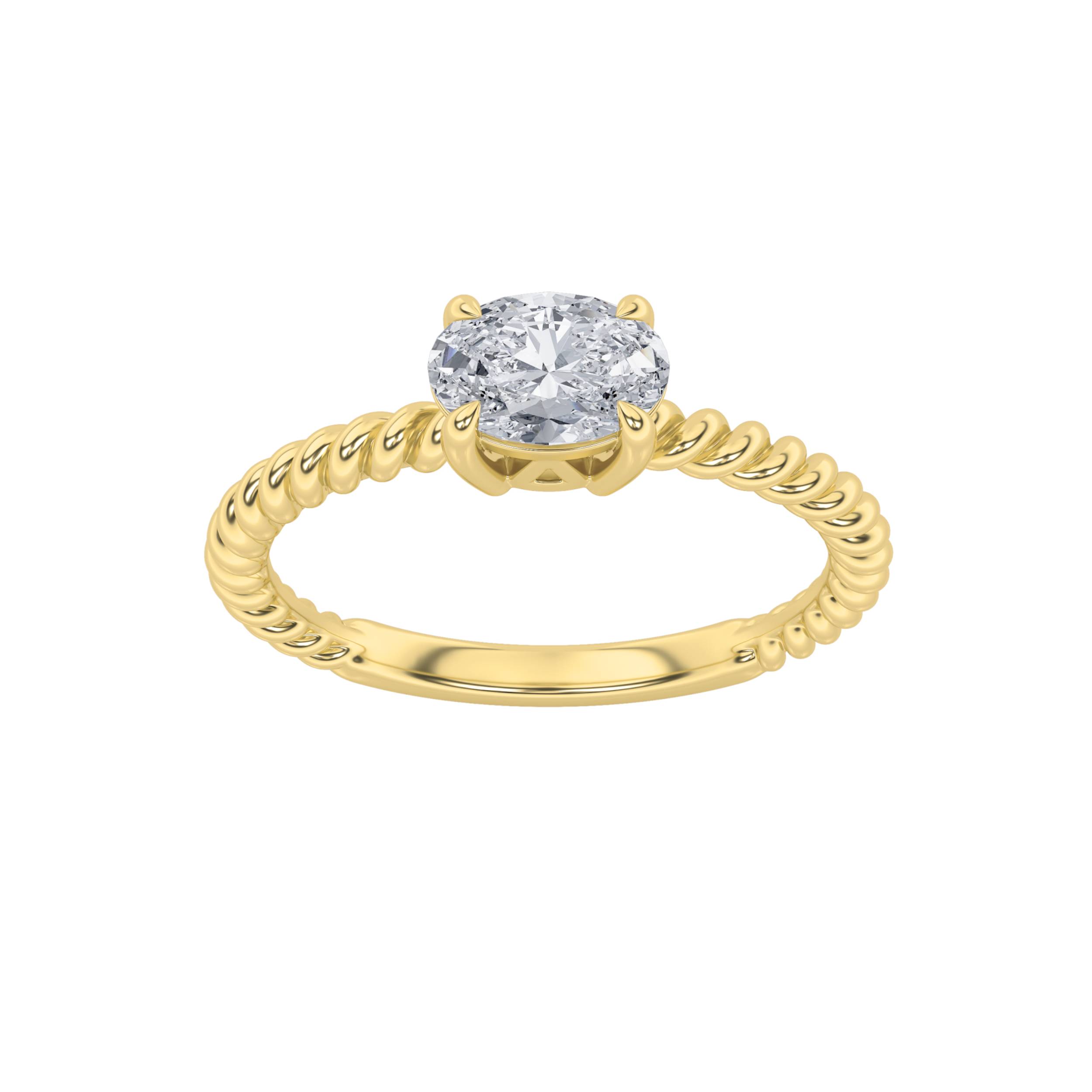 0.50 CT Oval Diamond Ring in 14K Yellow Gold
