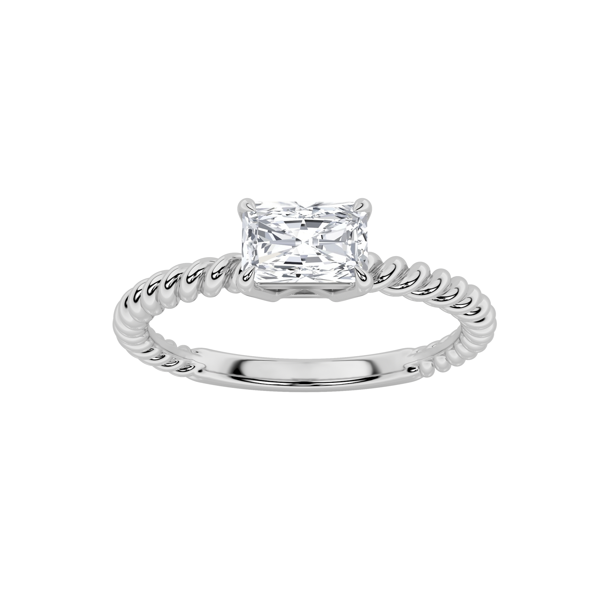 0.50 CT Radiant Diamond Ring in 14K White Gold