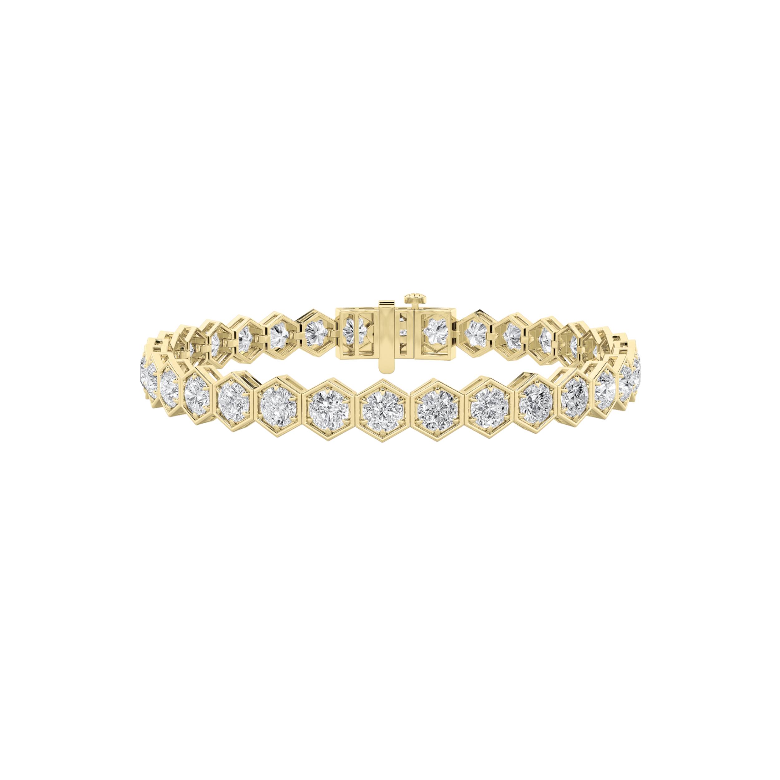 10.00 CT Round Diamond Bracelet in 14K Yellow Gold