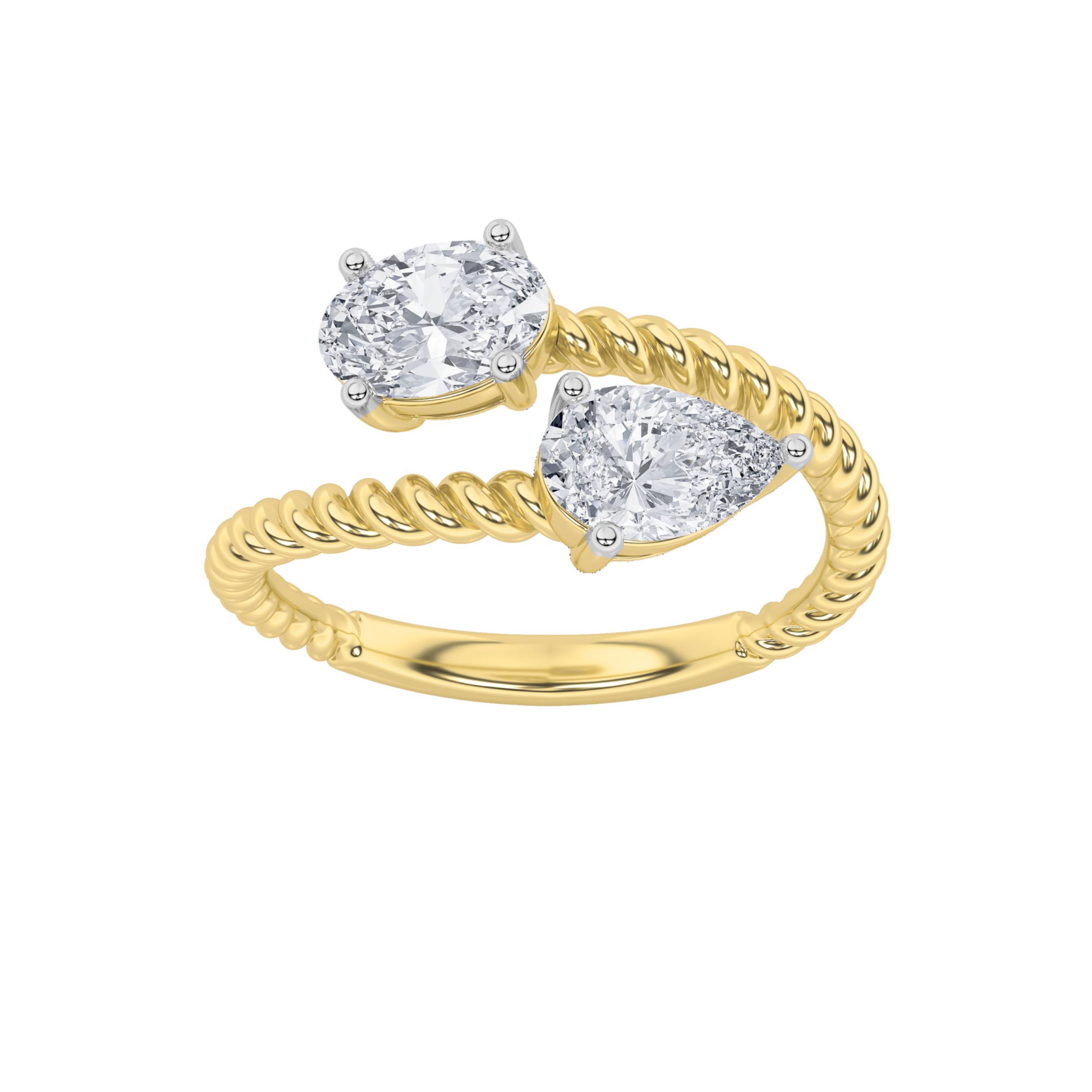 1.00 CT Pear Diamond Ring in 14K Yellow Gold