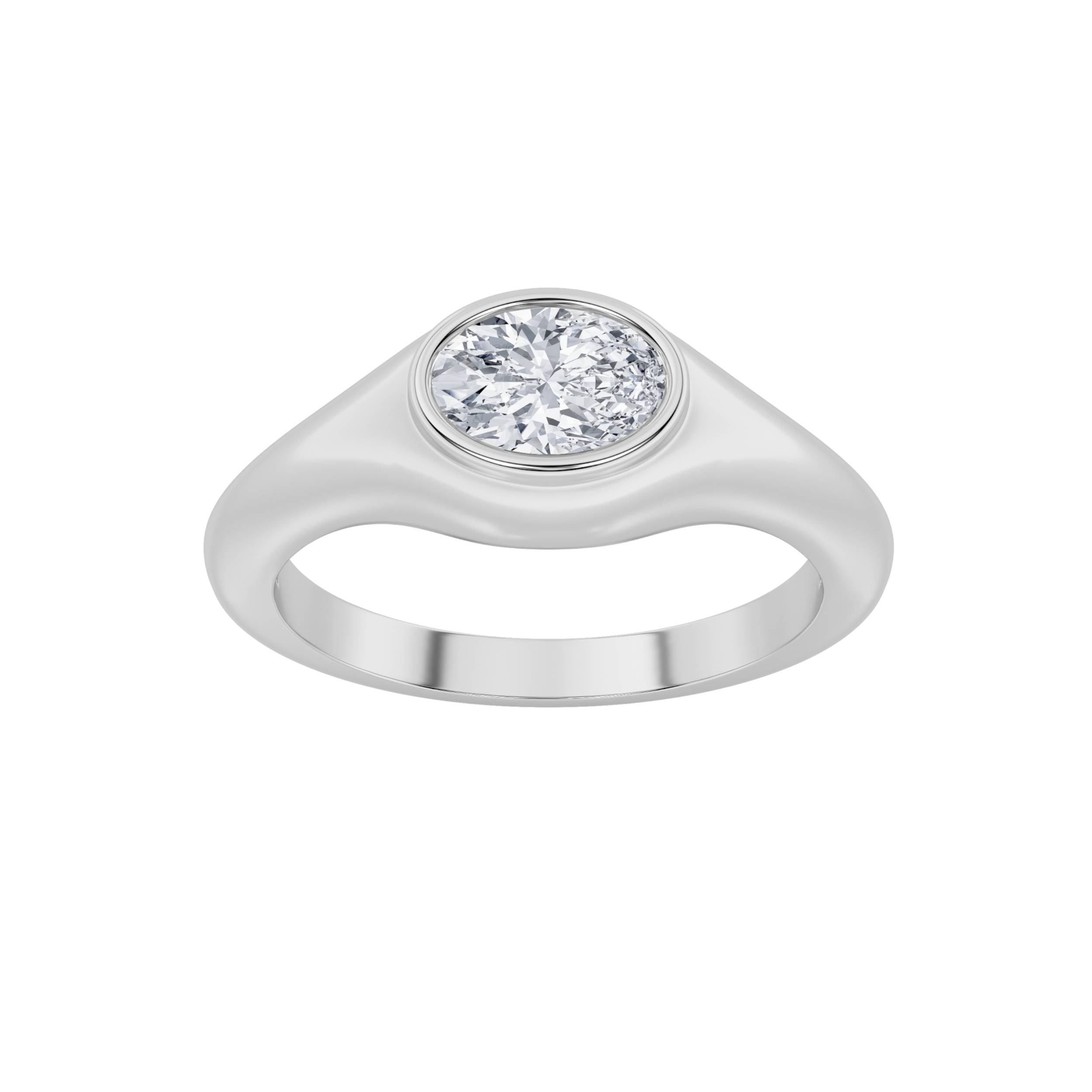 0.50 CT Oval Diamond Ring in 14K White Gold