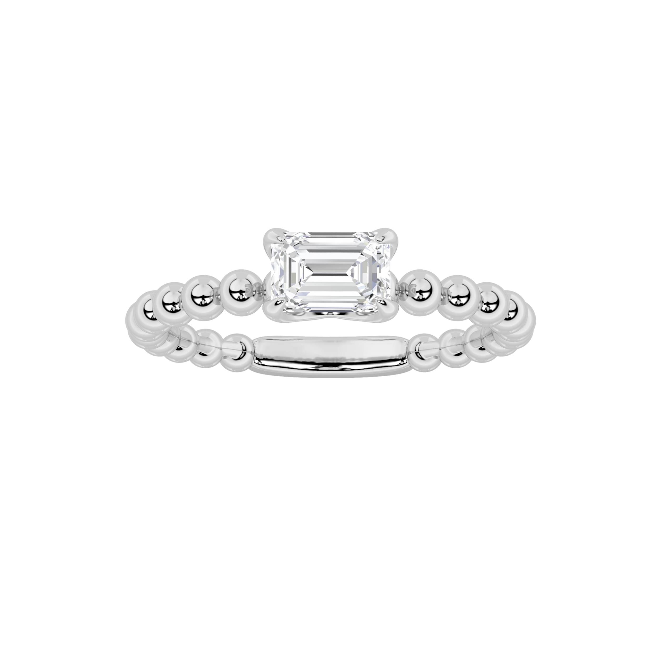 0.50 CT Emerald Diamond Ring in 14K White Gold