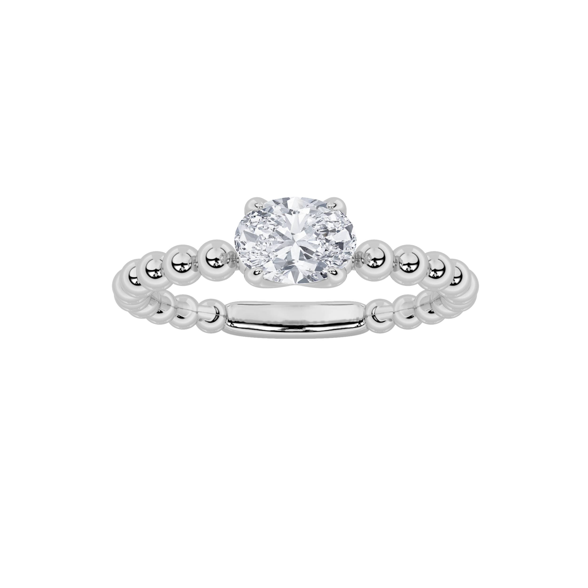 0.50 CT Oval Diamond Ring in 14K White Gold