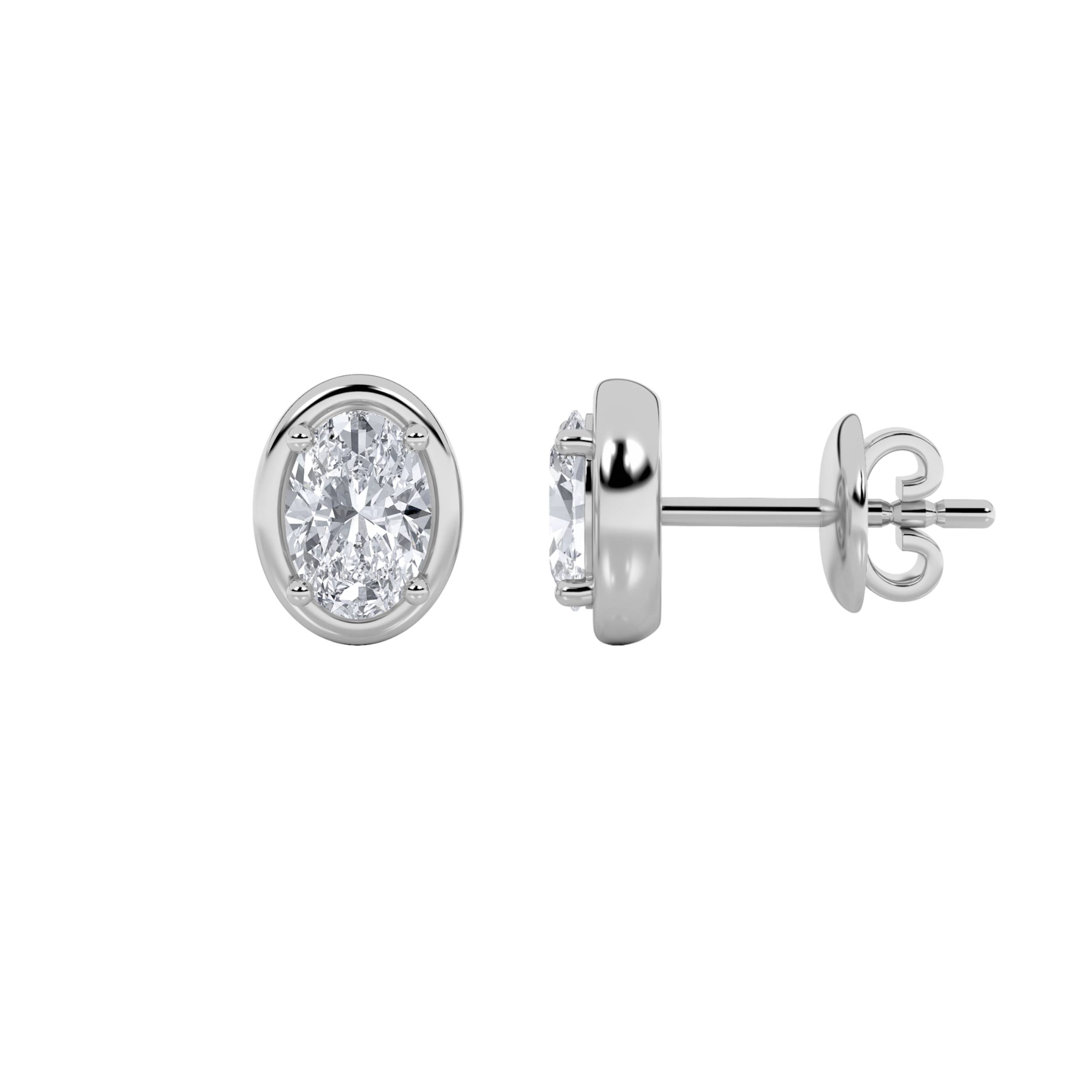 2.00 CT Oval Diamond Earring in 14K White Gold