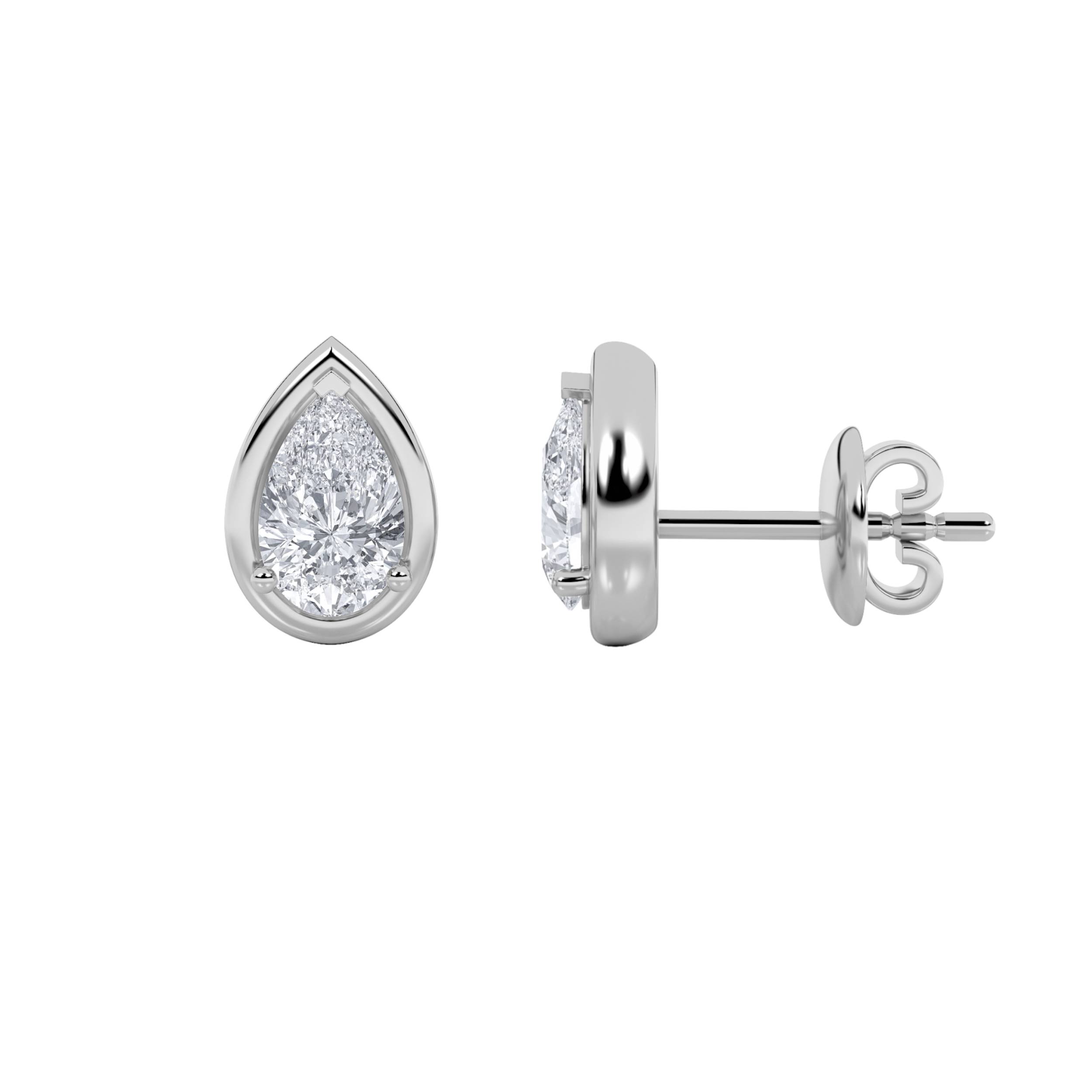 2Cttw Pear Shaped Lab Grown Diamond (F/VS) Stud Earrings in 14K Gold