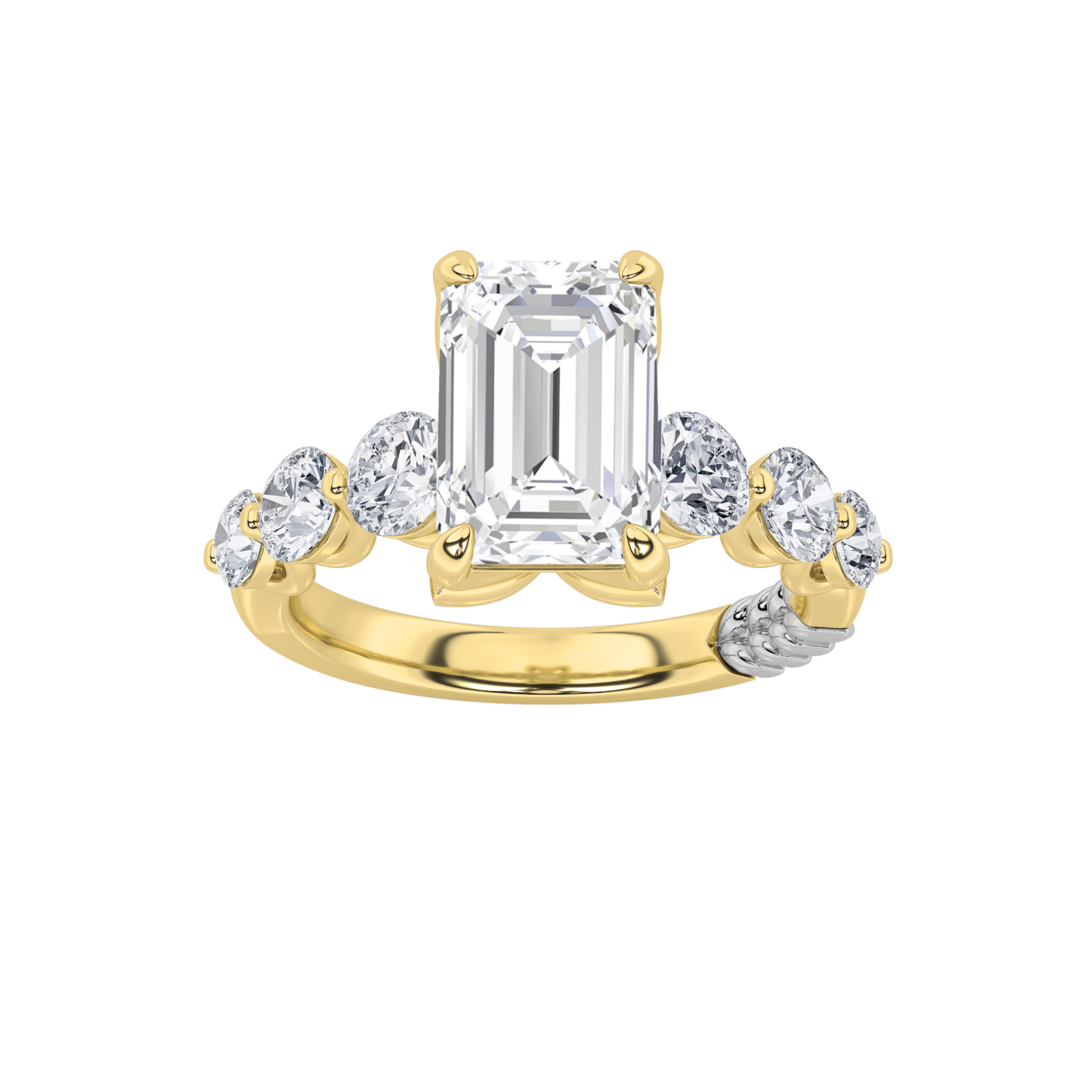 3.00 CT Emerald Diamond Ring in 14K Yellow Gold|14K White Gold