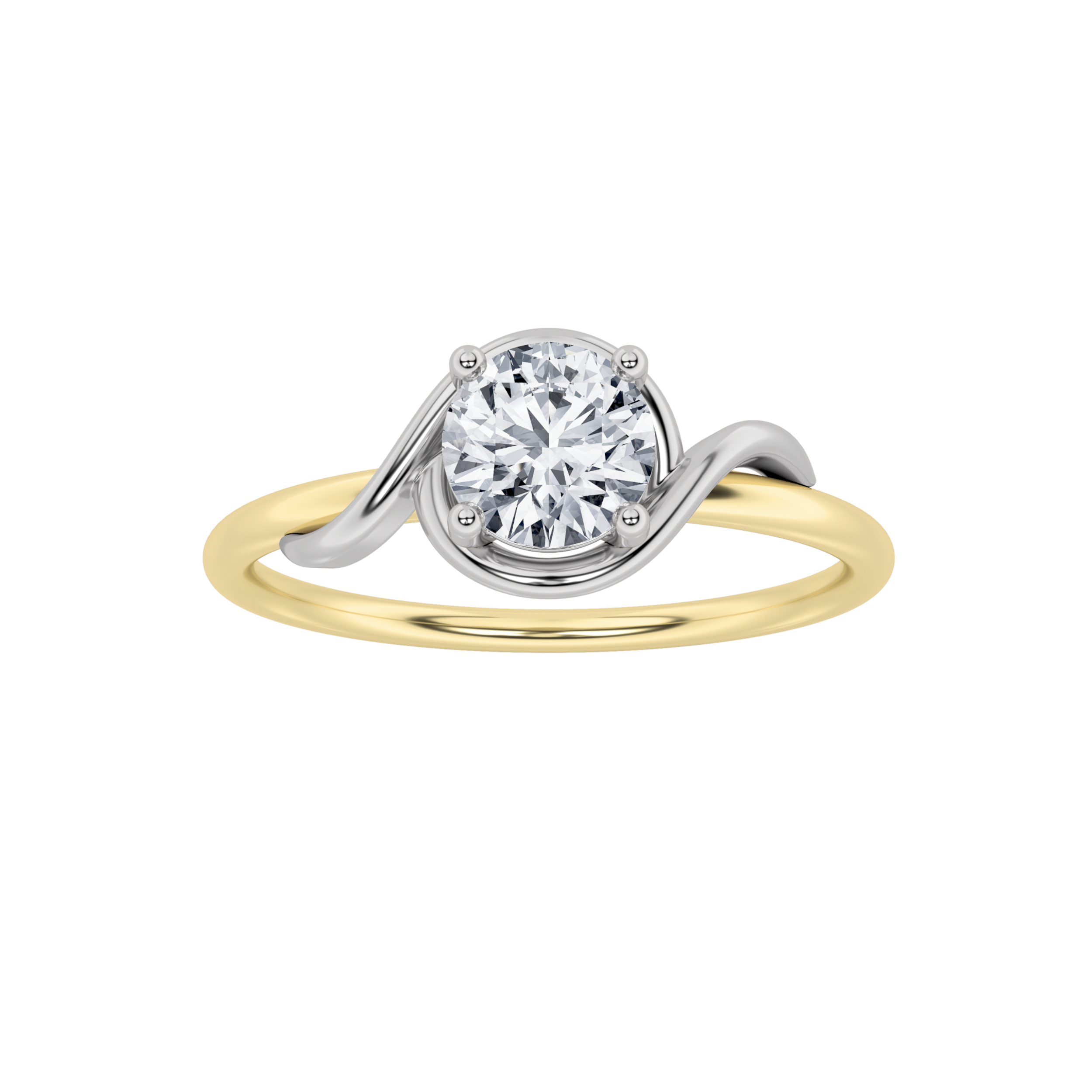 0.50 CT Round Diamond Ring in 14K Yellow Gold|14K White Gold