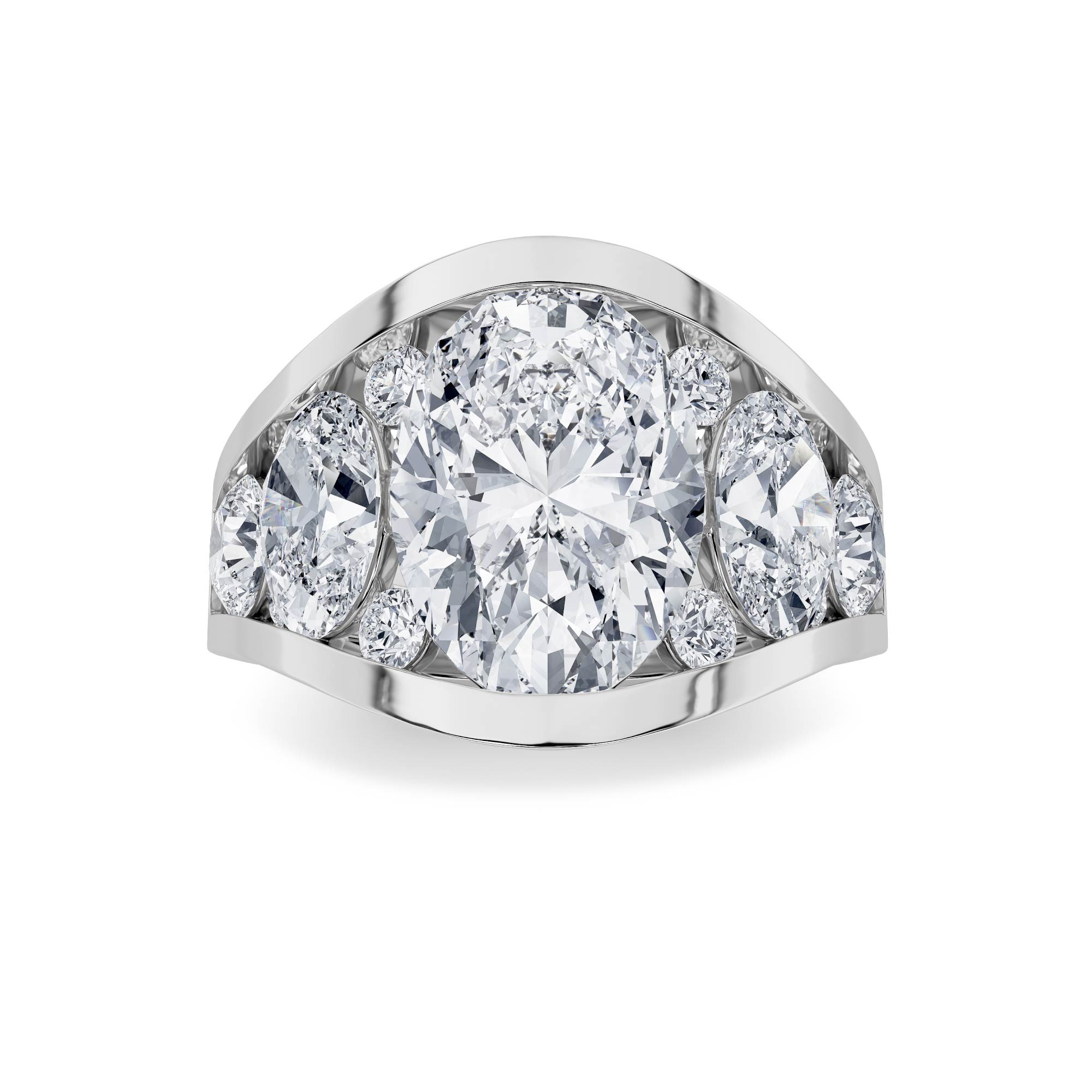 7.00 CT Oval Diamond Ring in 14K White Gold